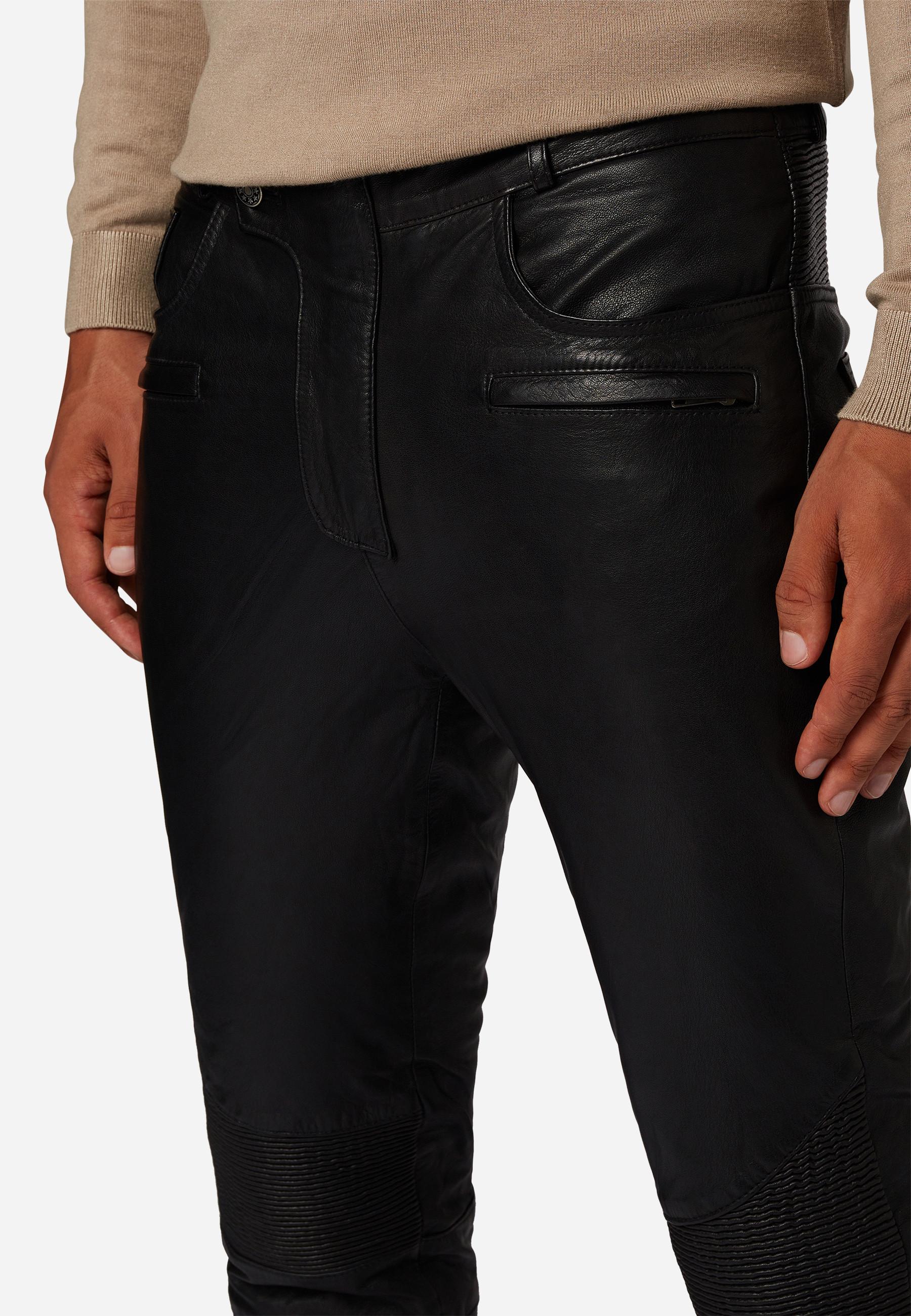 RICANO Franklin Lederhose im 5-Pocket-Stil mit Bikerapplikationen