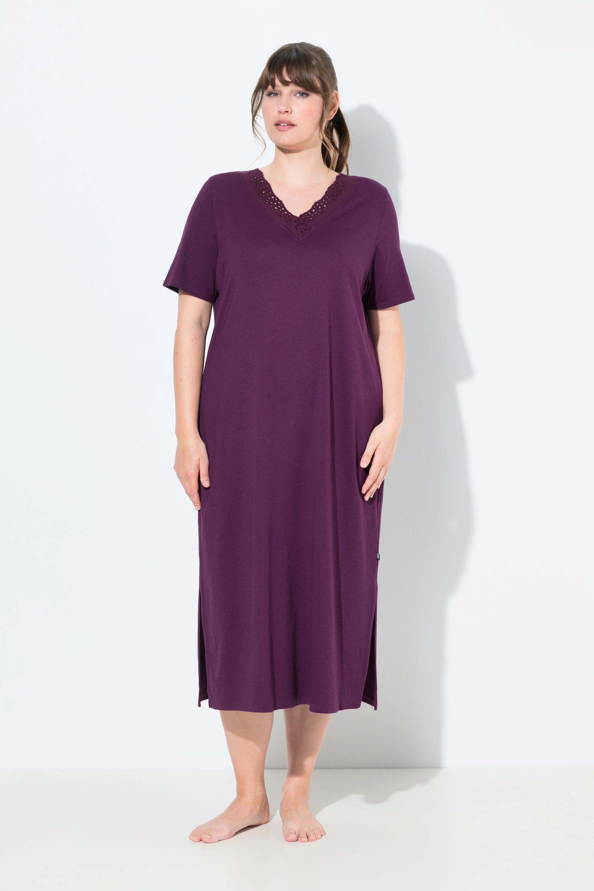 Ulla Popken Nachthemd, Lochstickerei, Halbarm, Modalmix