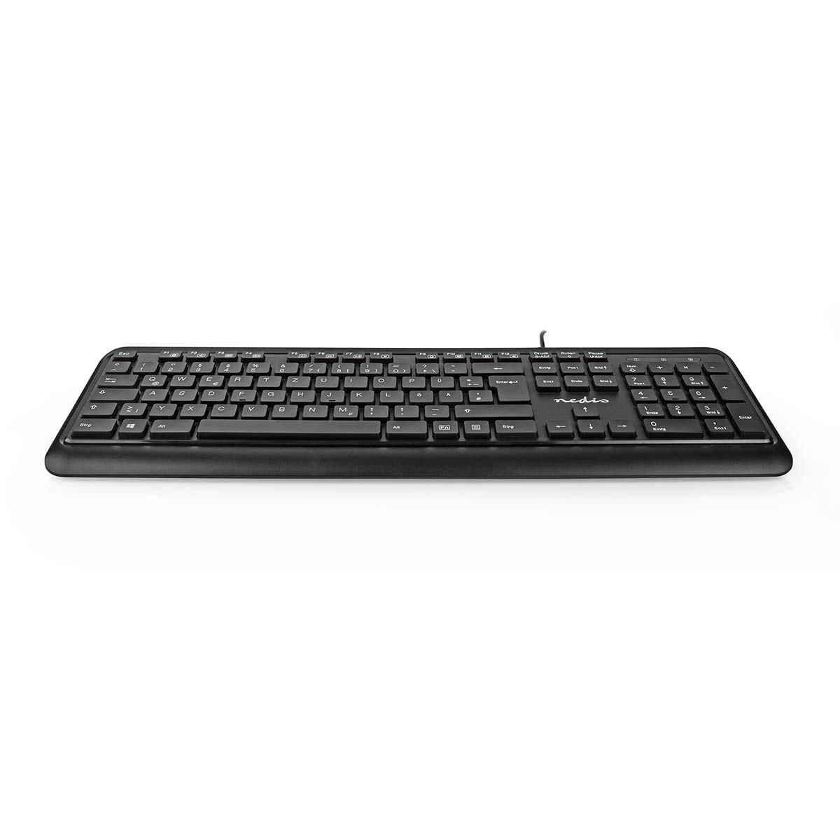 Nedis Kabelgebundene Tastatur | USB-A | Multimedia | QWERTZ | DE Layout | Ziffernblock