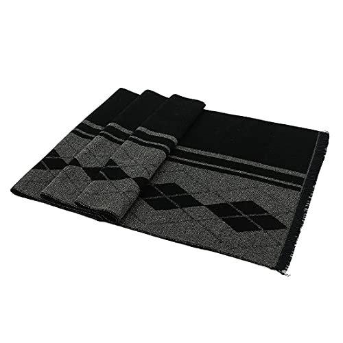 Only-bags.store Schal Warm und weich Winterschal Schal gestrickt kariert Winter lange Schals Grau Schwarz