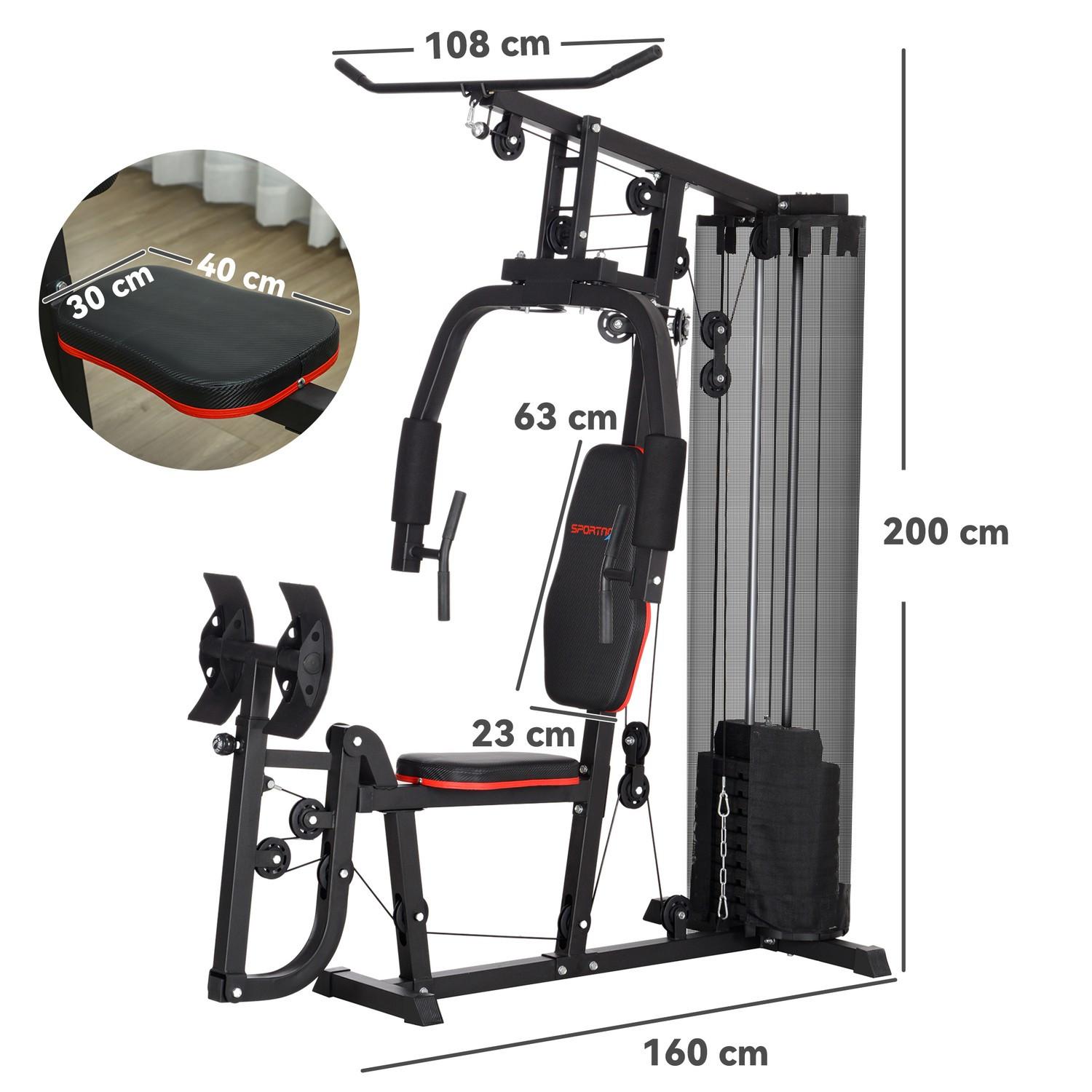 Northio Kraftstation, Multifunktionale Fitnessstation mit Latzug- & Butterflystange, Beinpresse, Fitnessgerät mit 45 kg Gewichtsblöcken für Zuhause, Schwarz