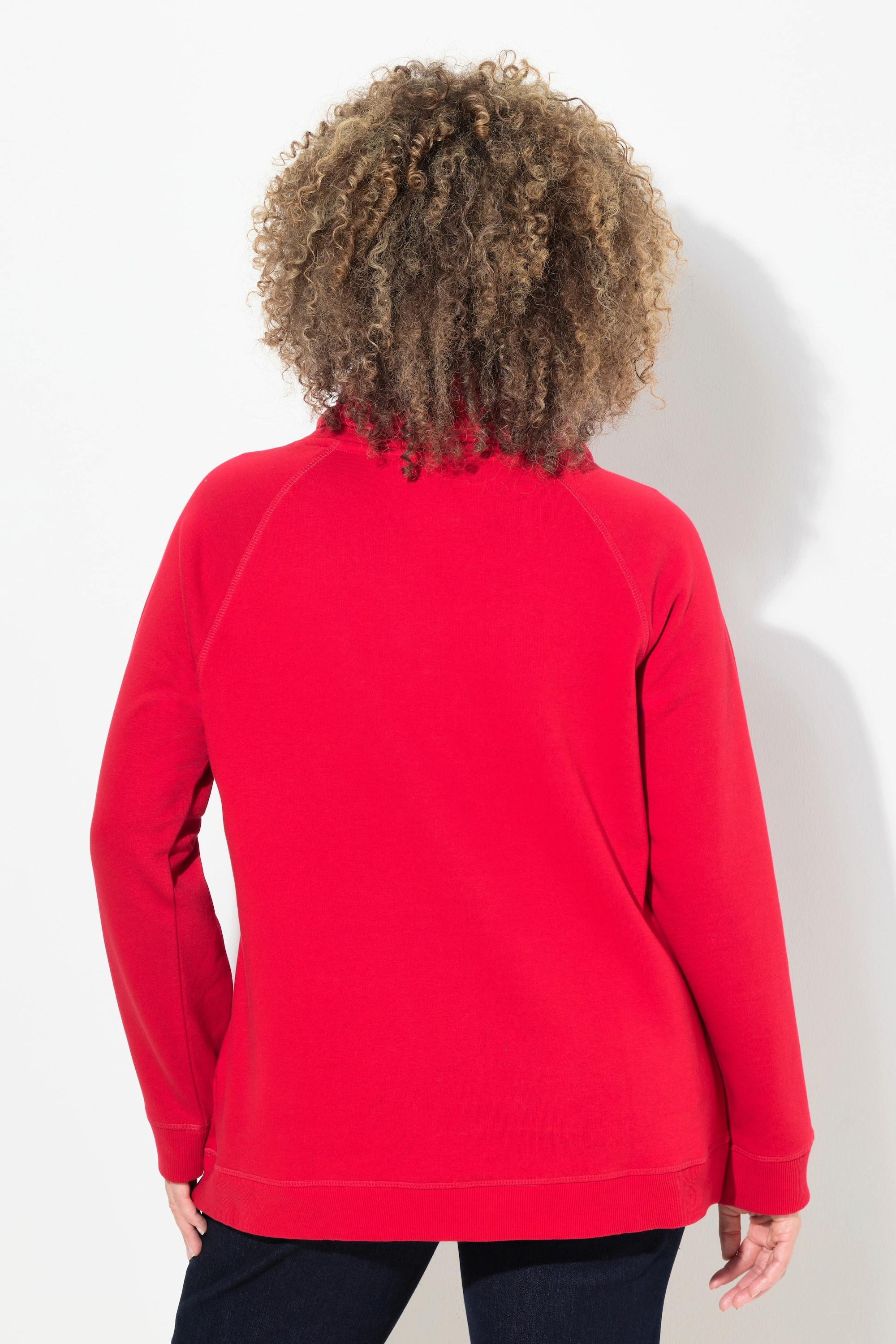 Ulla Popken Sweatshirt, Eisstern, Stehkragen, Taschen, Langarm