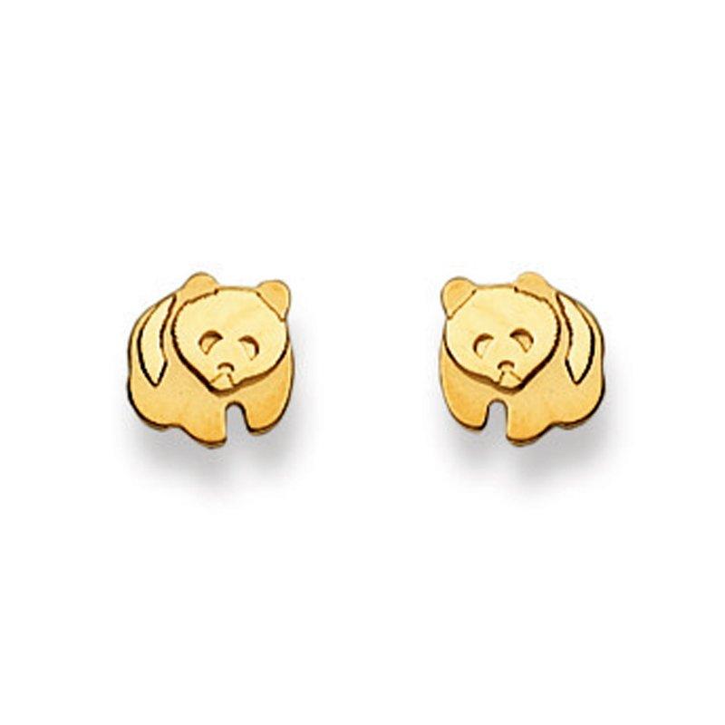 MUAU Schmuck Ohrstecker Pandabär Gelbgold 750, 7mm