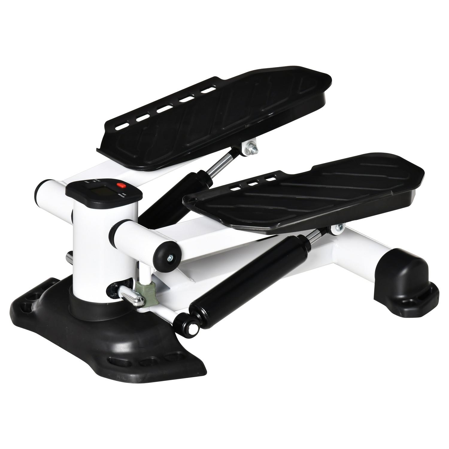 Northio Mini Stepper Kompaktes Minifahrrad Fitnessgerät Mit Lcd-Bildschirm, Große Pedale, Metall & Abs, Weiß+Schwarz, 48X34X21Cm
