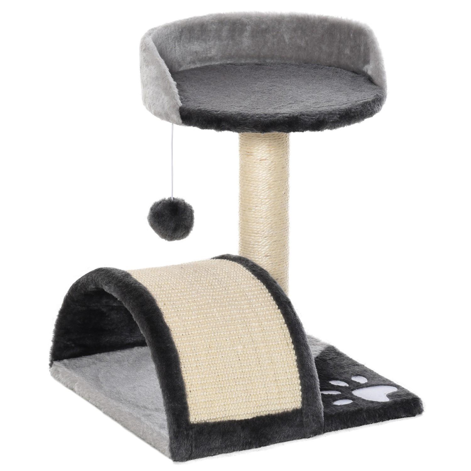 Northio Kratzbaum Spielbälle & Sisalseil-Kratzstangen, Stabiler Katzenbaum, Grau, 35,5X37X46Cm