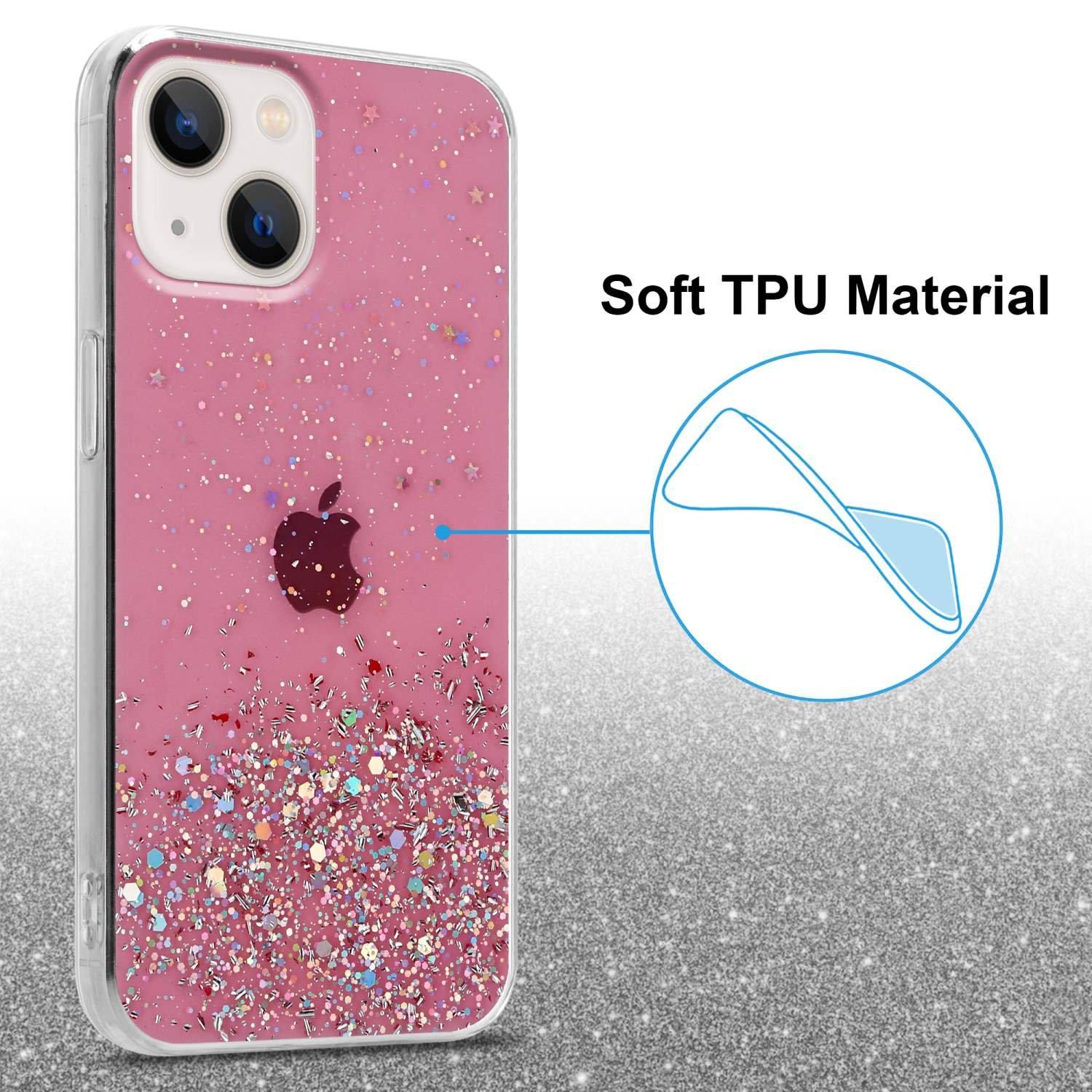 Cadorabo Hülle für Apple iPhone 14 PLUS TPU Silikon mit funkelnden Glitter