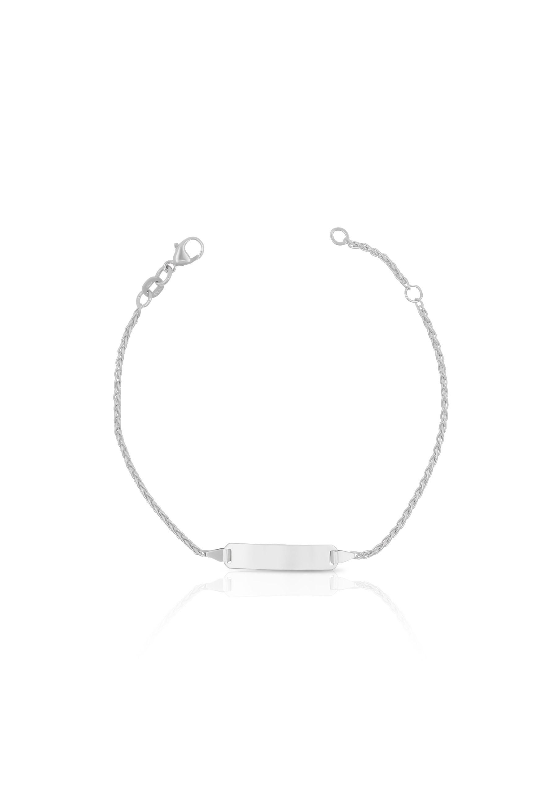 MUAU Schmuck Bébé Bracelet Zopf Weissgold 750, 14cm Gravurplatte 1.6cm