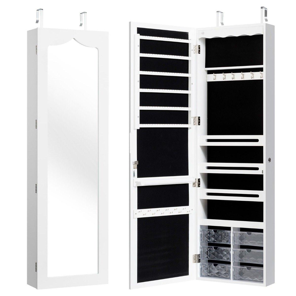 Northix Schmuckschrank Hängend Sipegelschrank mit LED-Beleuchtung Weiß