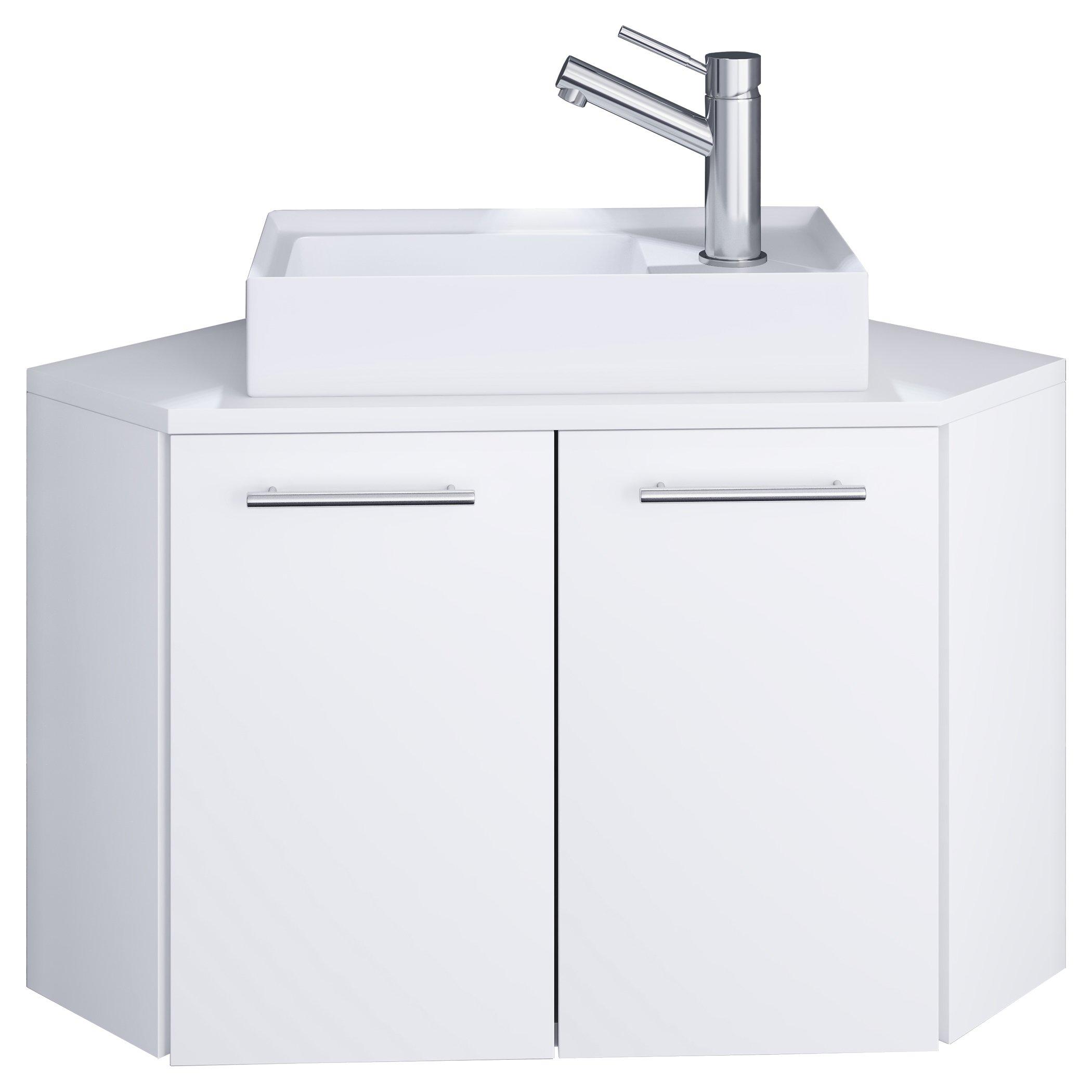 VCM 2-tlg Badmöbel Set Gäste WC Gästebad Waschplatz Waschtisch klein ecke Vilosa