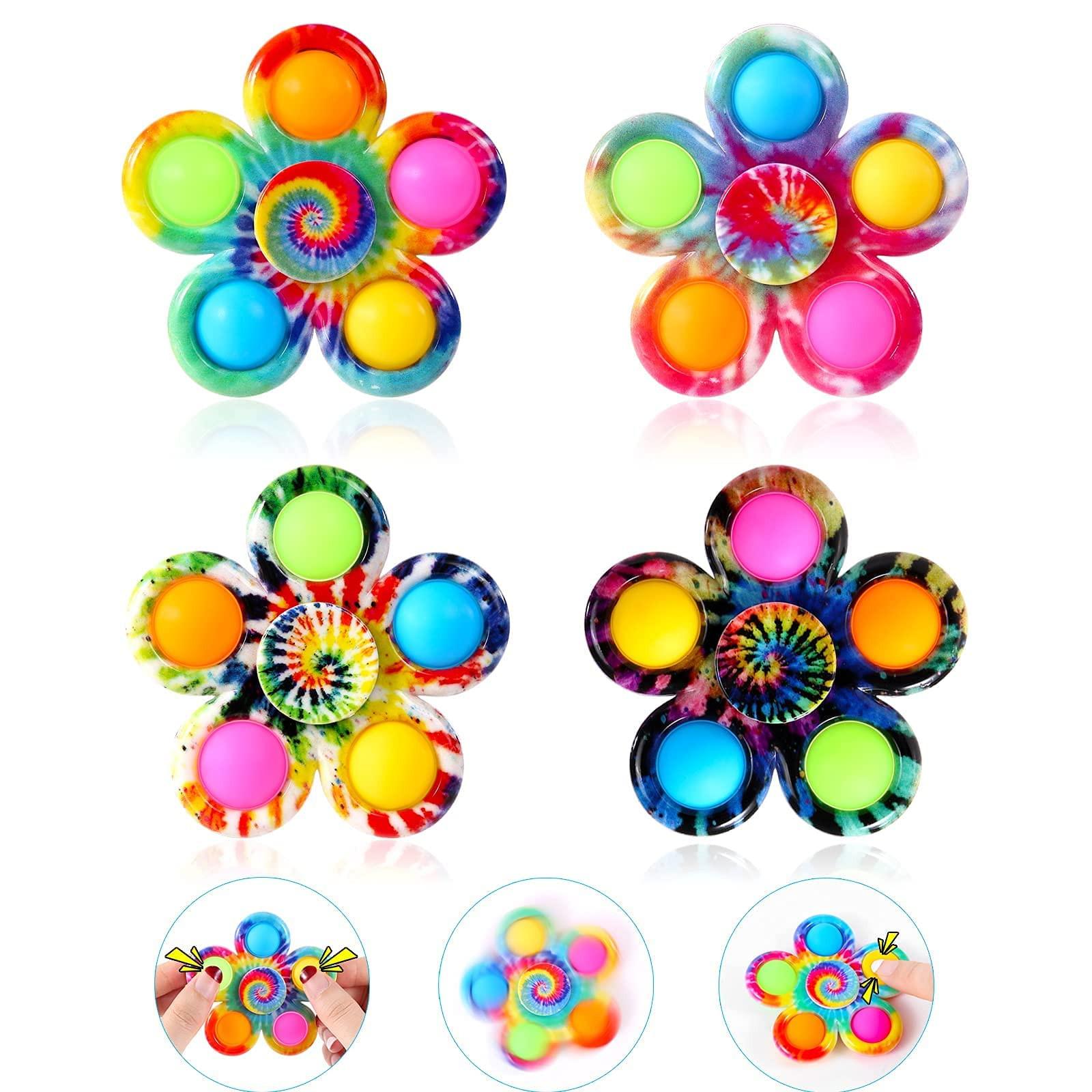 Activity-board 4er Set Pop Fidget Spinner Push Fidget Pop Einfaches Ostern Fidget Spielzeug für Kinder Erwachsene, Pop Party Geschenke Geschenk Tasche Füller Sensorisches Fidget Set Spielzeug