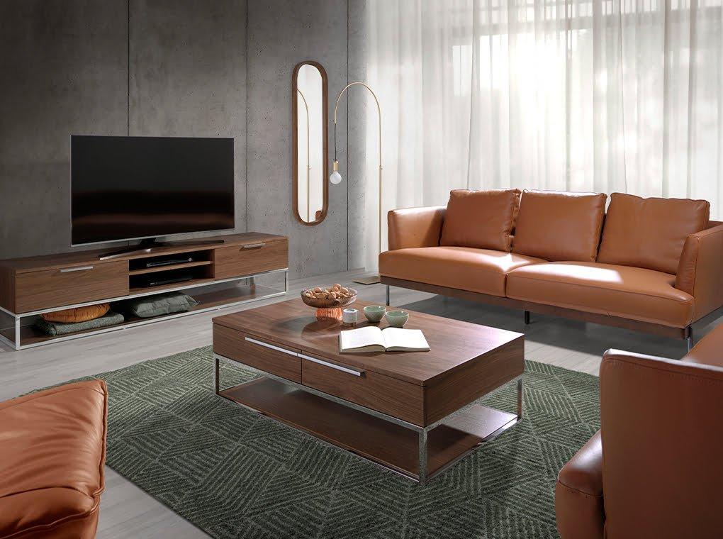 ANGEL CERDA Couchtisch Walnuss und Chromstahl