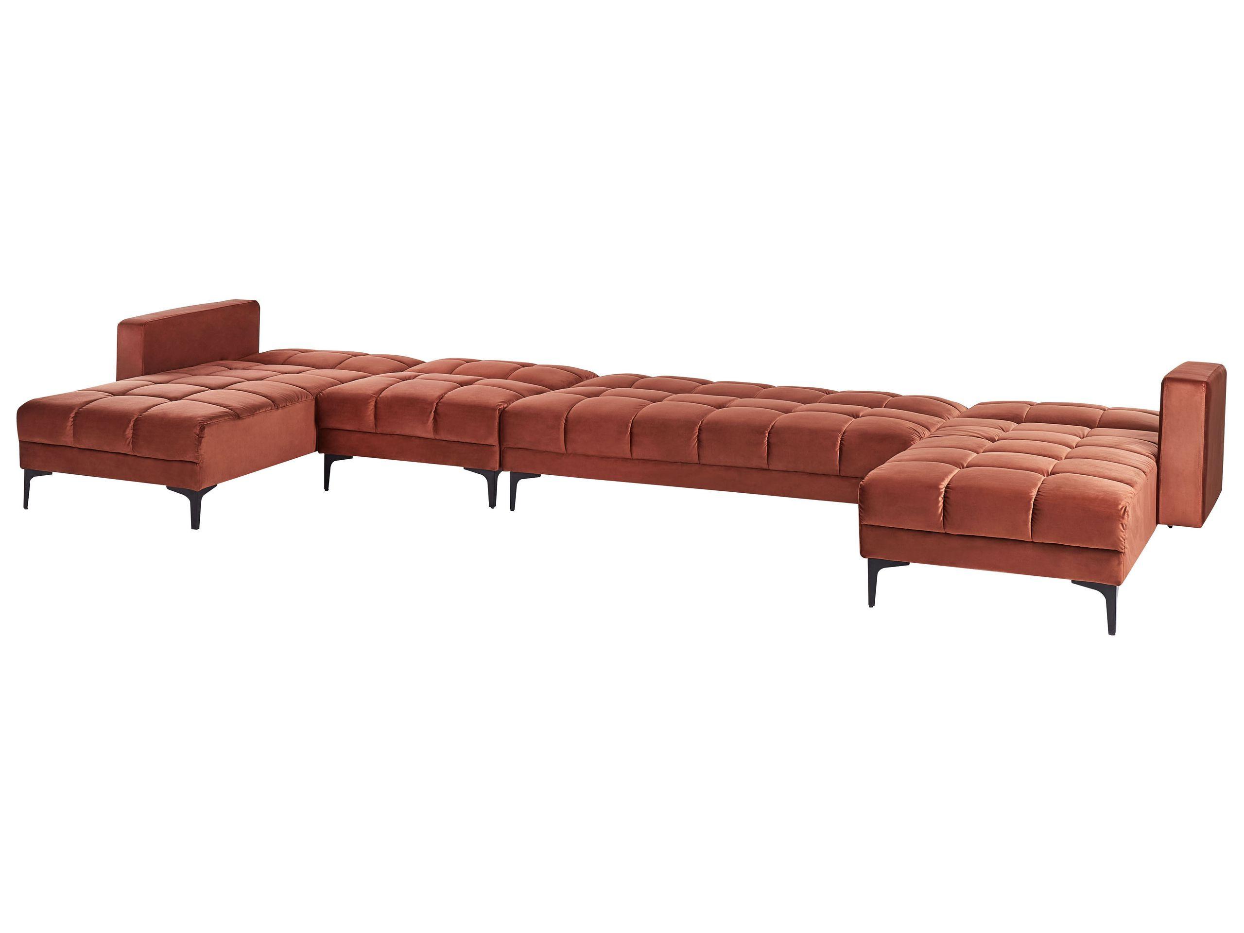 Beliani U-förmiges Sofa aus Samtstoff Minimalistisch ALNES