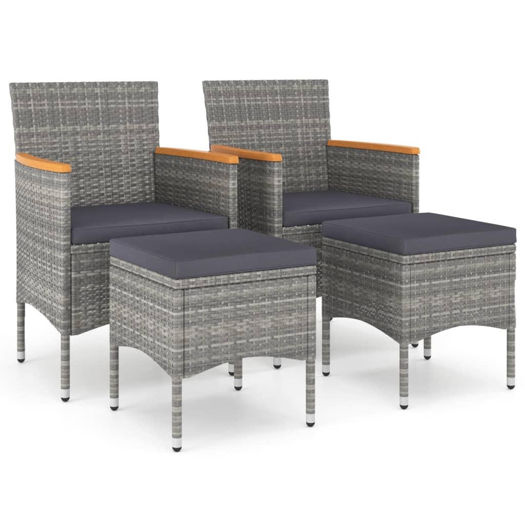 VidaXL Gartenstuhl und hocker poly-rattan