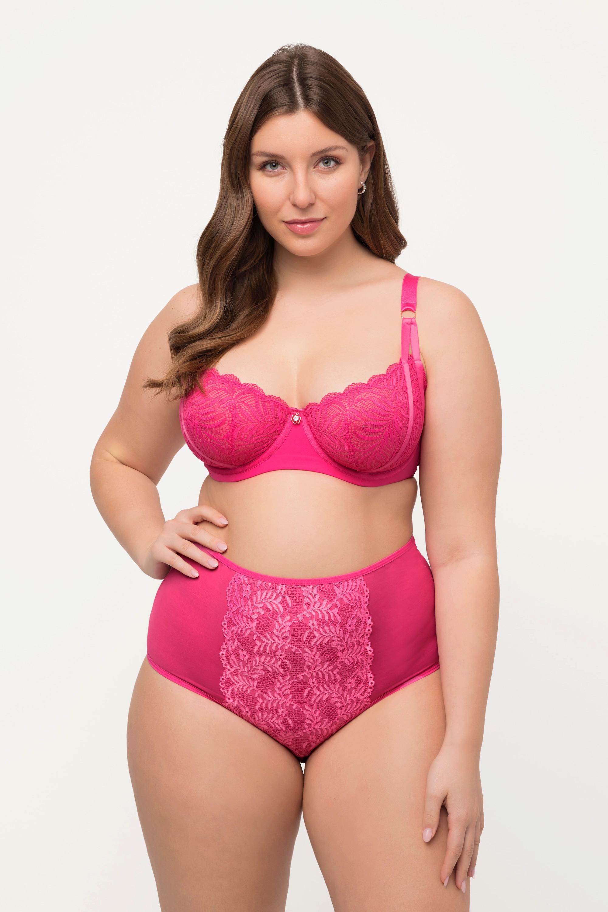 Ulla Popken Bügel-BH, Spitze, Mesh, geteilte Träger, Cup C - E