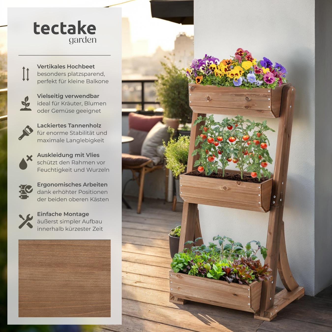 Tectake Vertikalbeet Flora, lackiertes Holz, inkl.