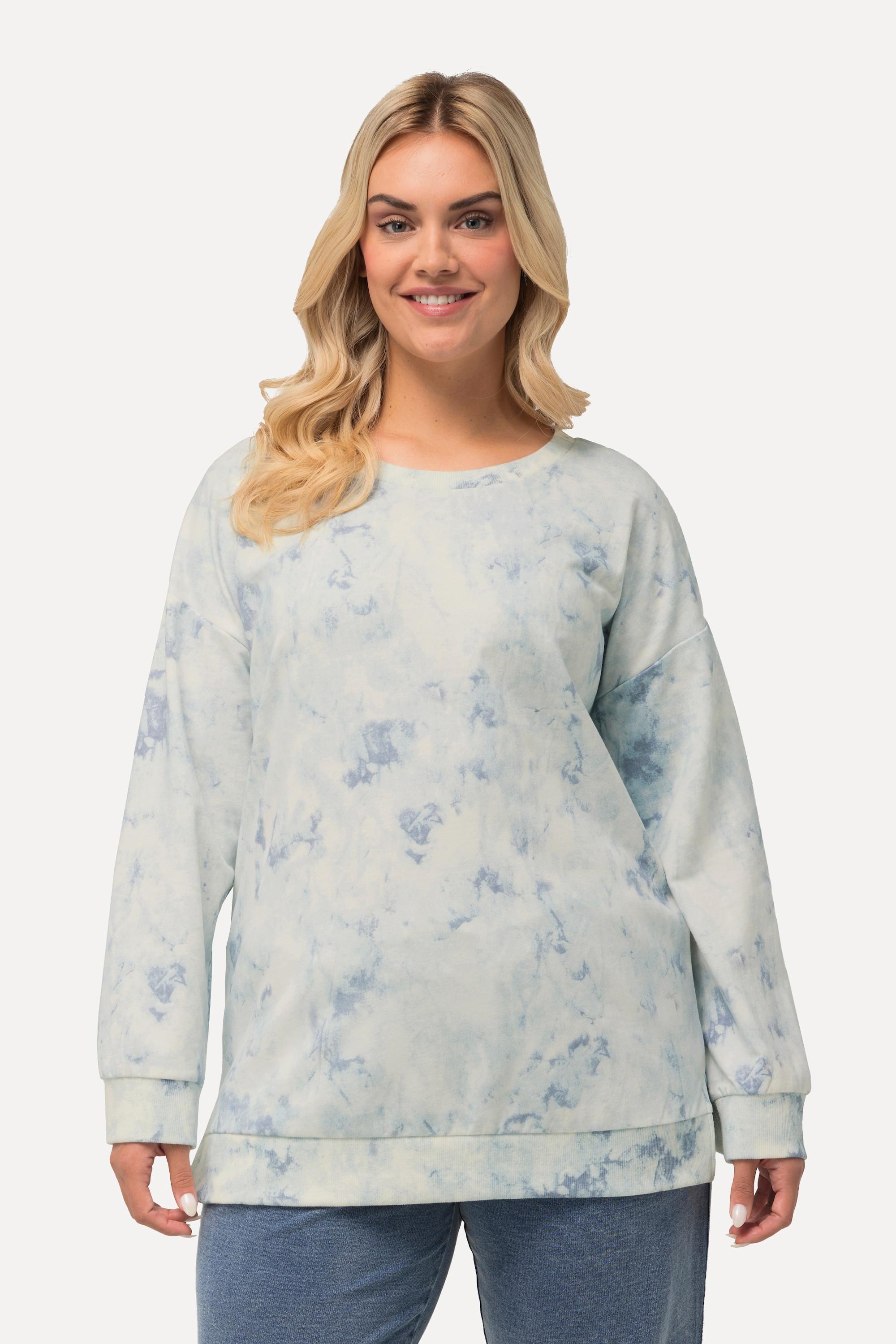Ulla Popken Sweatshirt, Batikdruck, Oversized, Rundhals, Langarm
