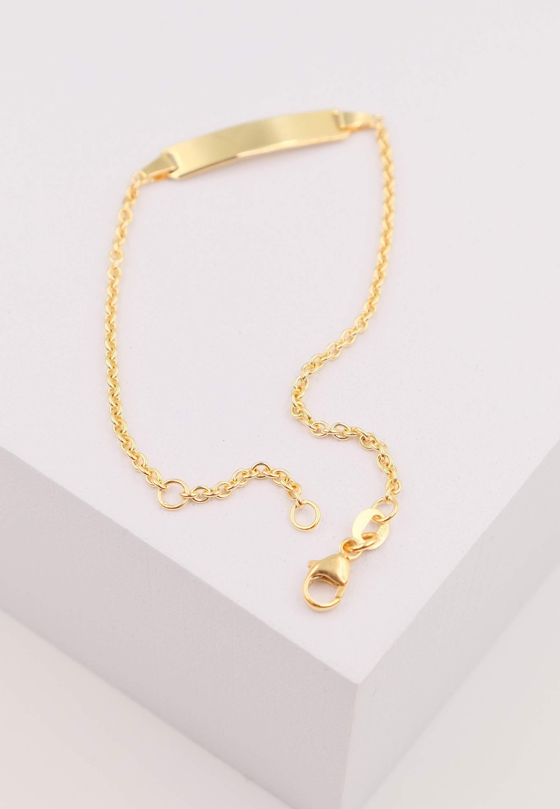MUAU Schmuck Bébé Bracelet Rundanker Gelbgold 375, 16cm Gravurplatte 1.9cm
