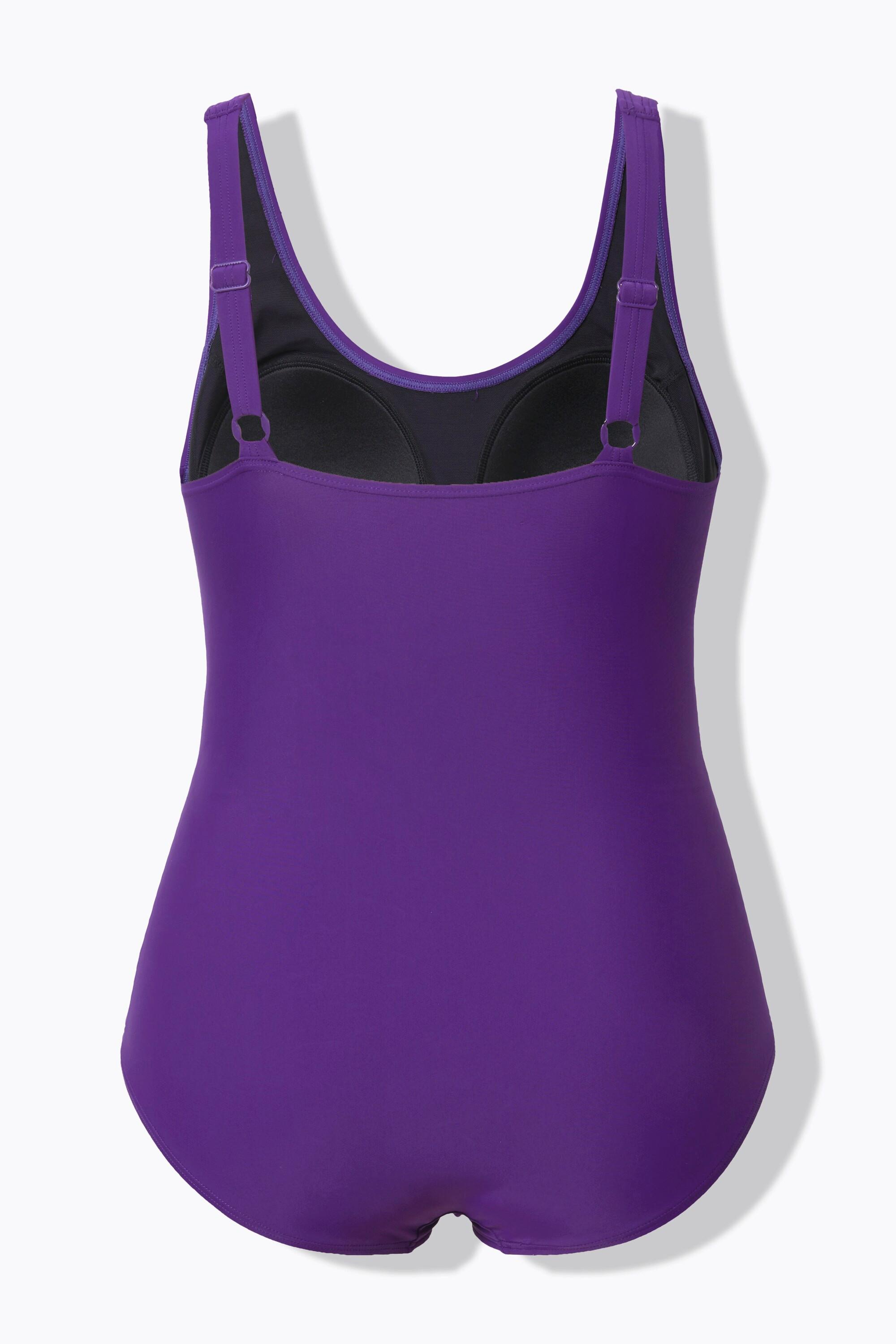 Ulla Popken Badeanzug, Raffung, Softcups, Träger verstellbar, recycelt