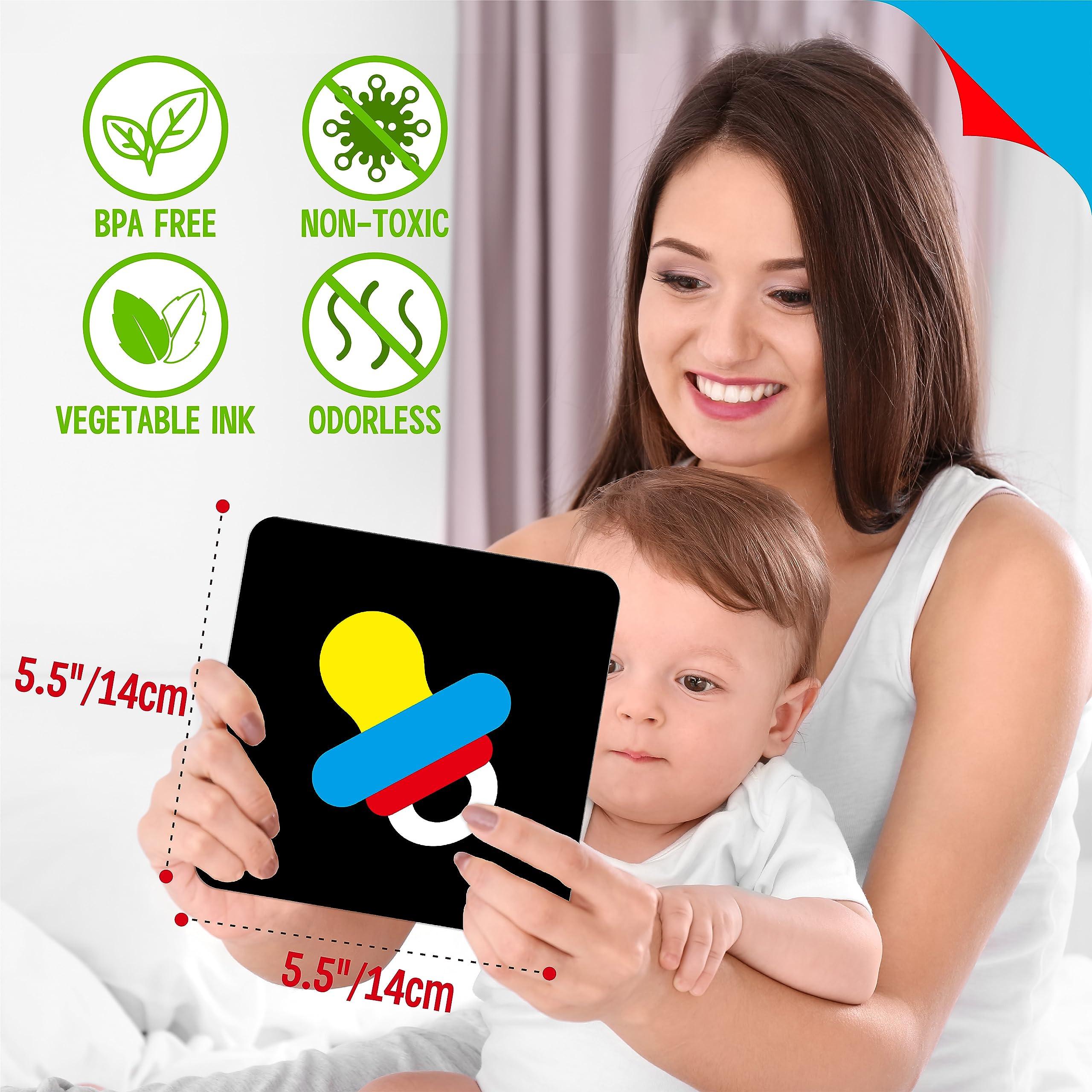 Activity-board 50 Seiten mit bunten Karten zur visuellen Stimulation von Babys, 25 Stück kontrastreiche, farbcodierte Karten