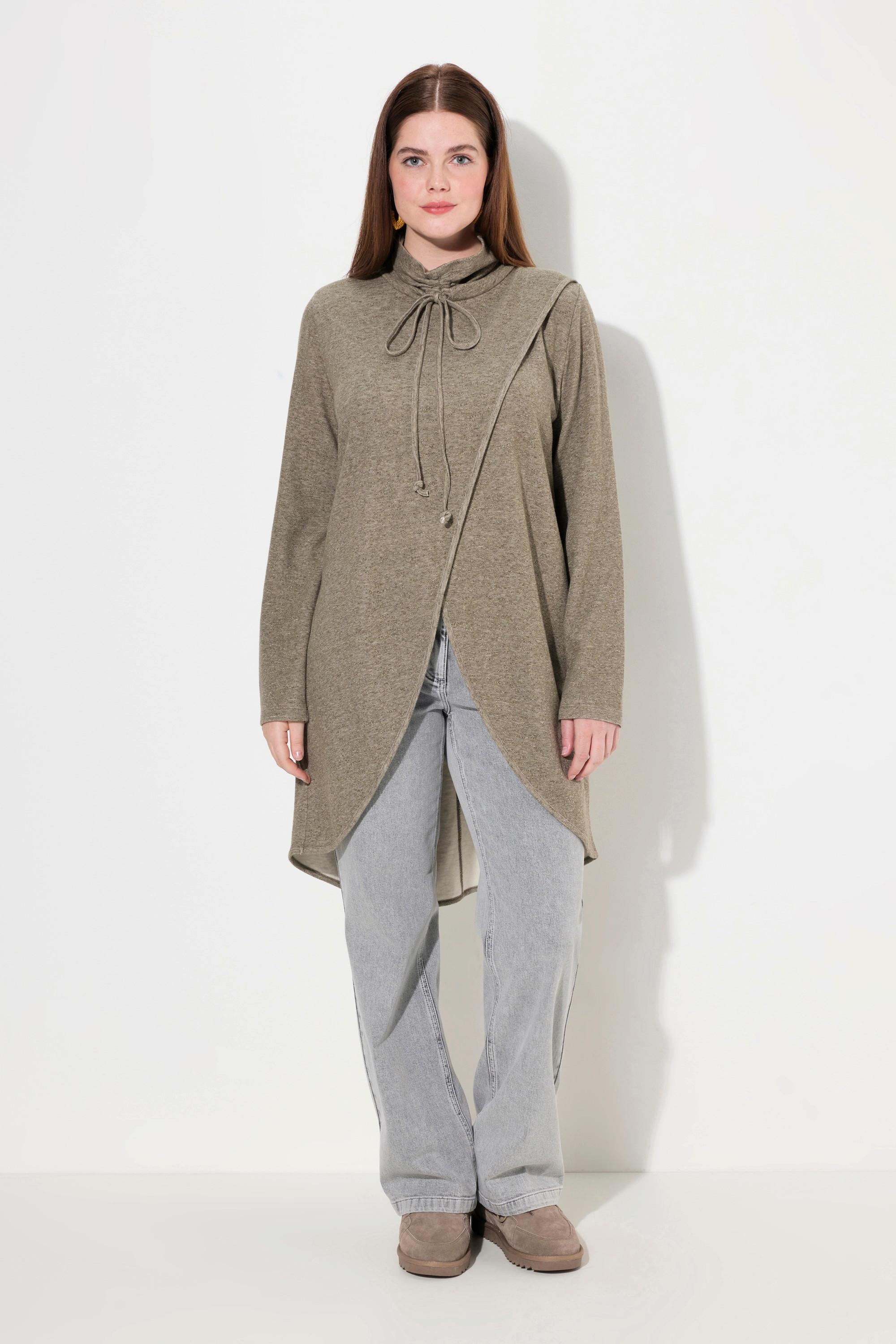 Ulla Popken Long-Sweatshirt, Stehkragen, Langarm, Biobaumwolle