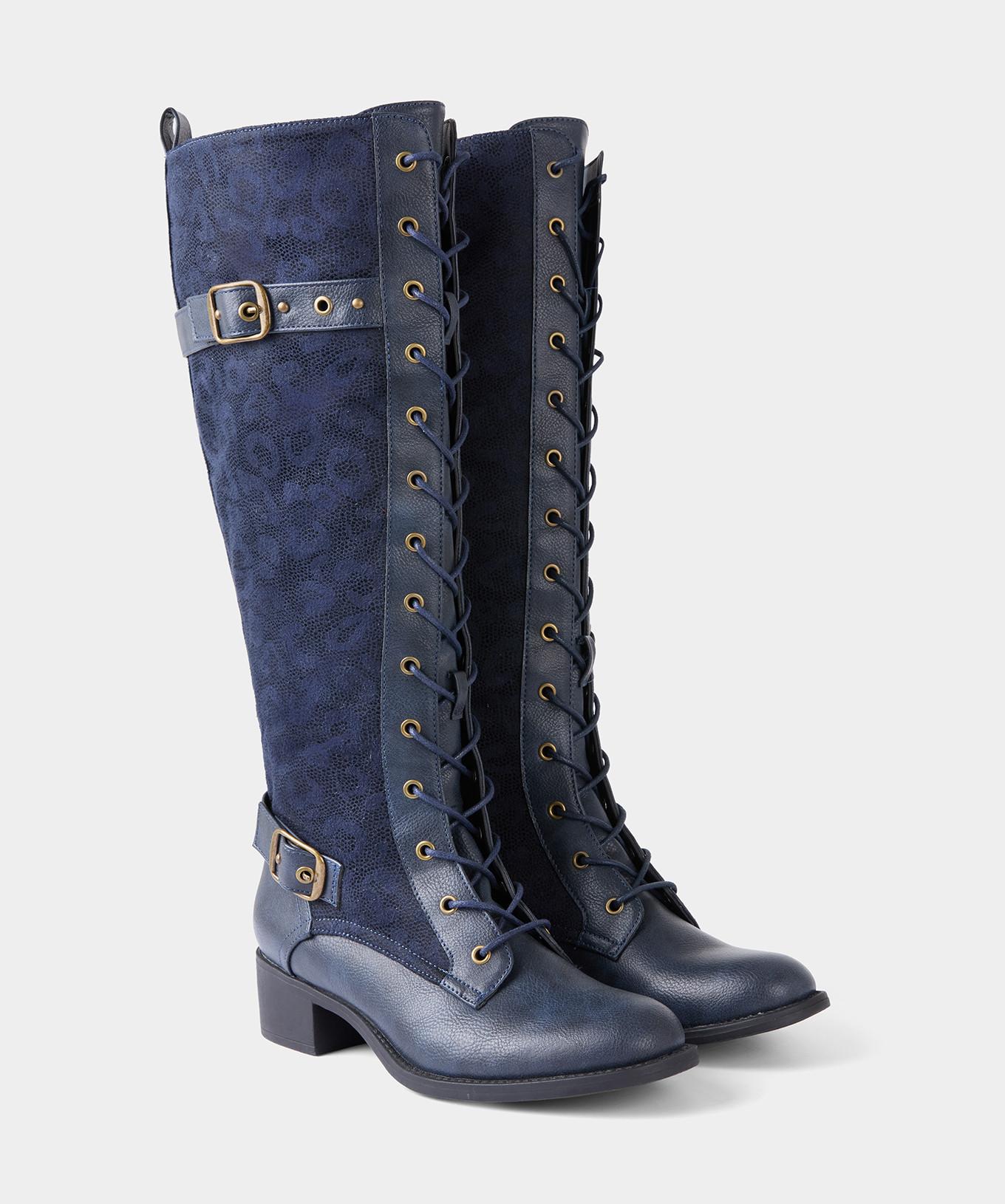 Joe Browns Reitstiefel mit Schnürung und Leopardenmuster