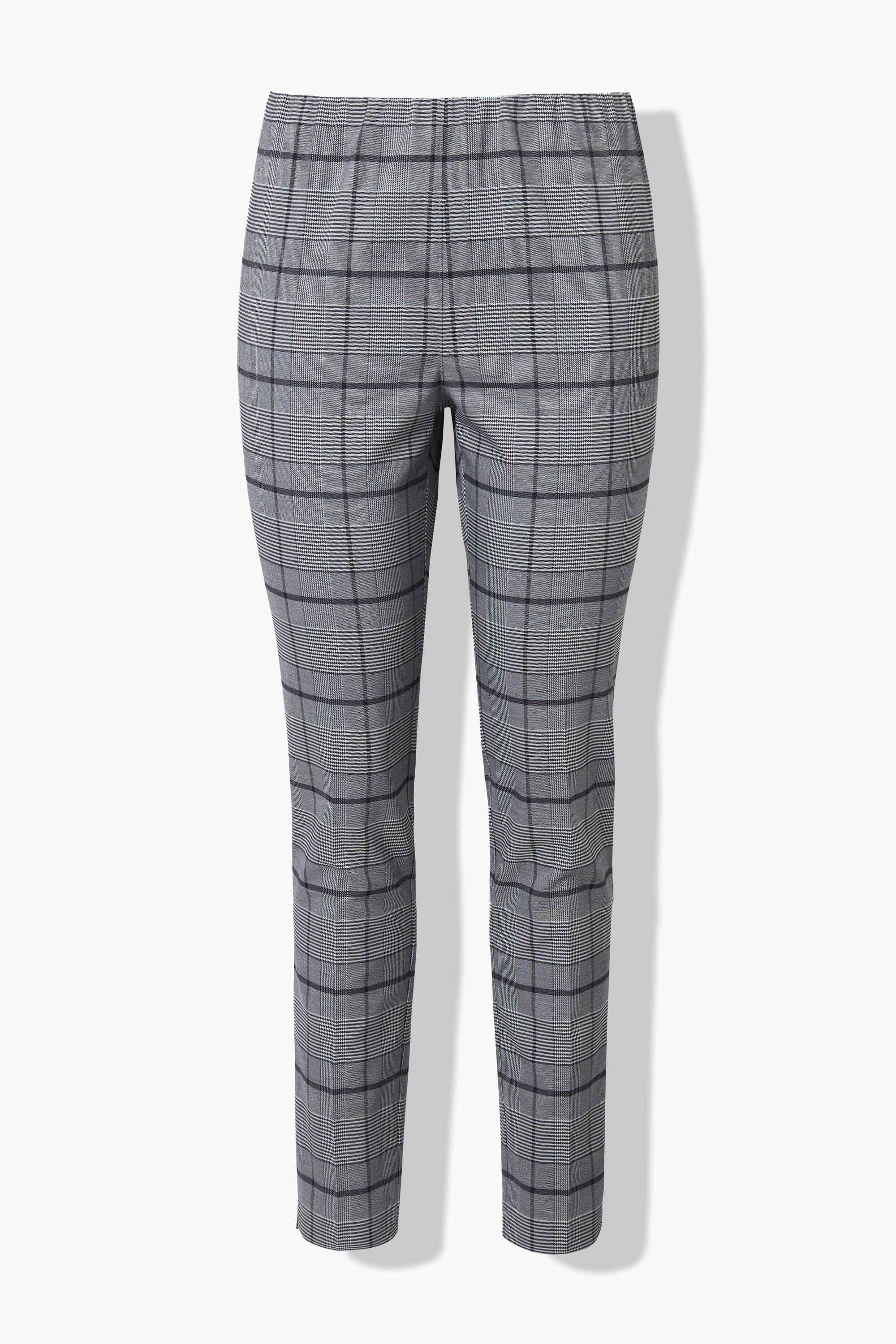 Ulla Popken Hose, kariert, schmales Bein, Bügelfalte, Elastikbund