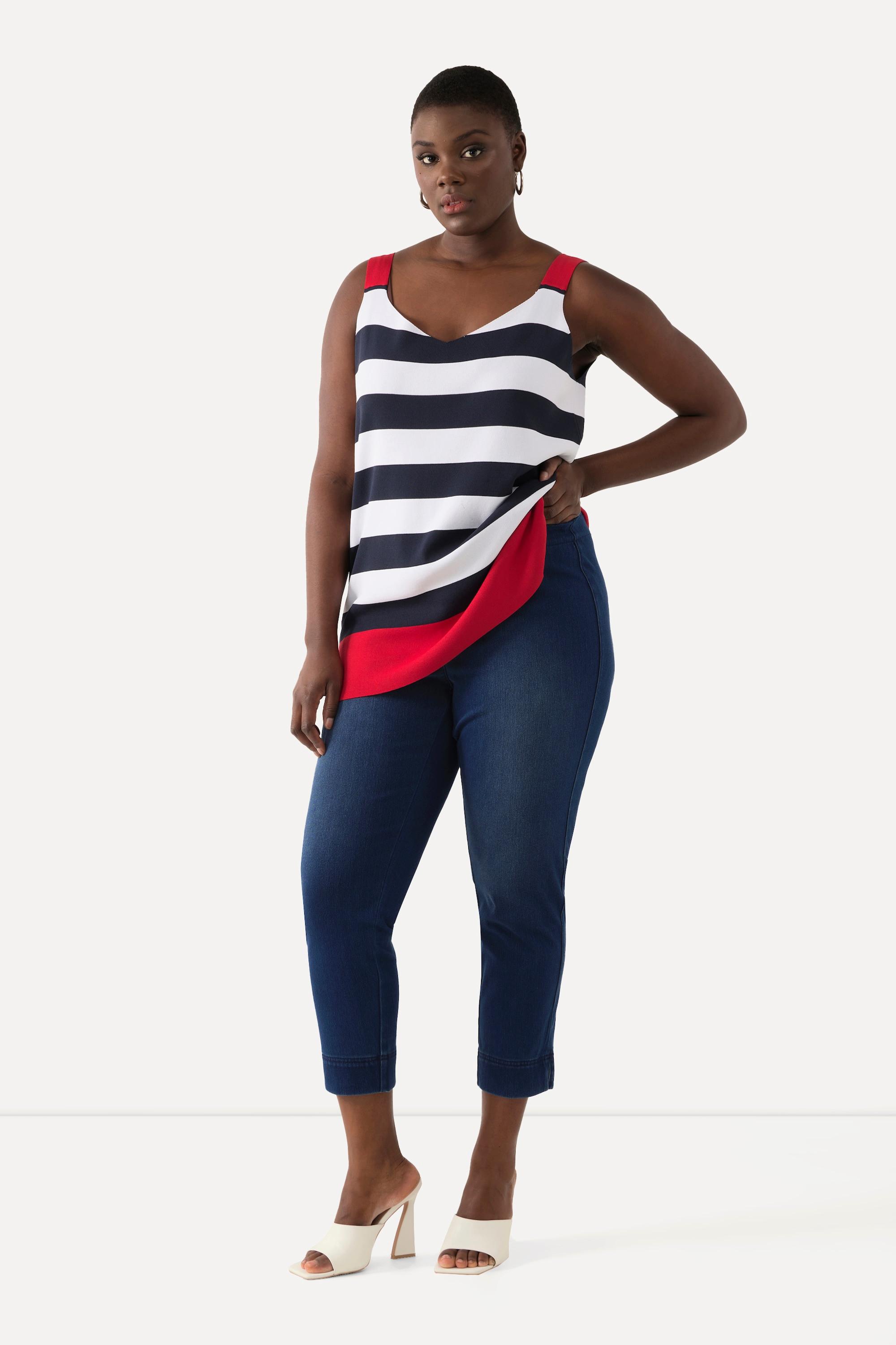 Ulla Popken Jersey Capri Sienna Schmales Bein Saumschlitze