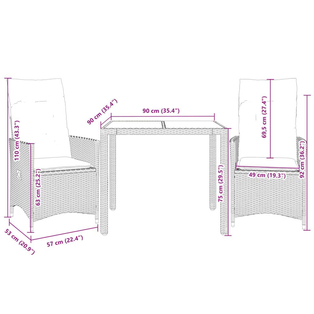 VidaXL Bistro set poly-rattan
