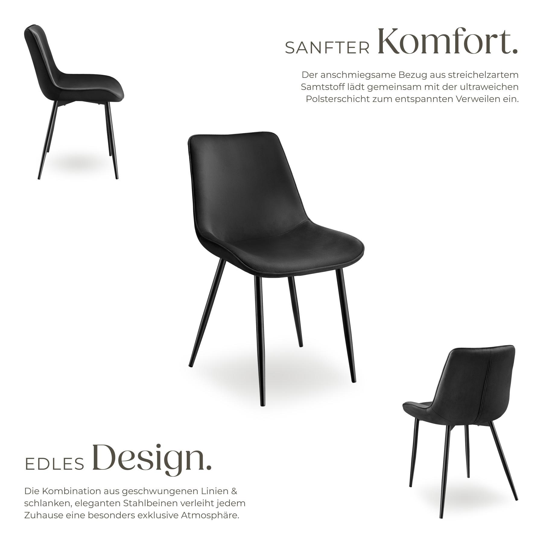 Tectake Set Stuhl Monroe Samtoptik