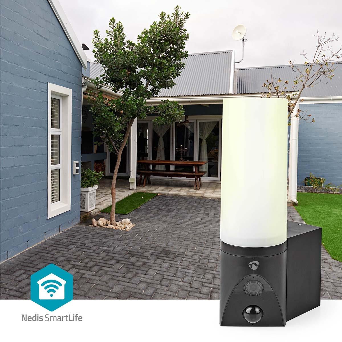 Nedis SmartLife Außenkamera | Wi-Fi | Umgebungslicht | Full HD 1080p | IP65 | microSD (nicht enthalten) / Cloud-Speicher (optional) / Onvif | 100 - 240 V AC | Mit Bewegungssensor | Nachtsicht | Schwarz.