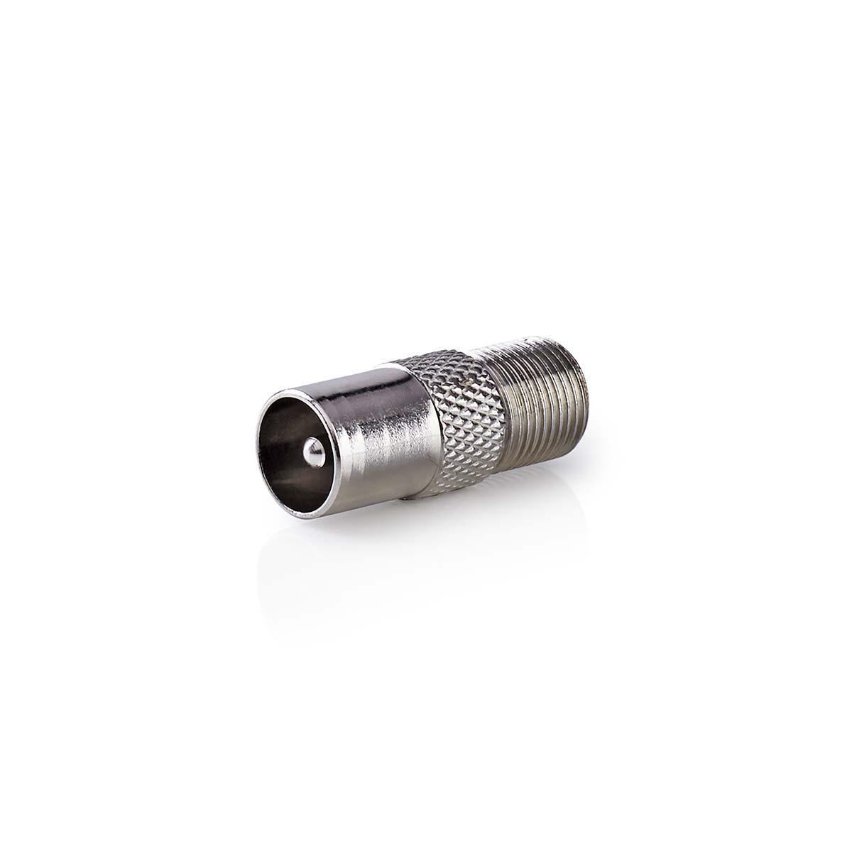 Nedis Satelliten- & Antennenadapter | IEC (Koax) Stecker | F Buchse | Vernickelt | 75 Ohm | Gerade | Metall | Silber | 1 St. | Box