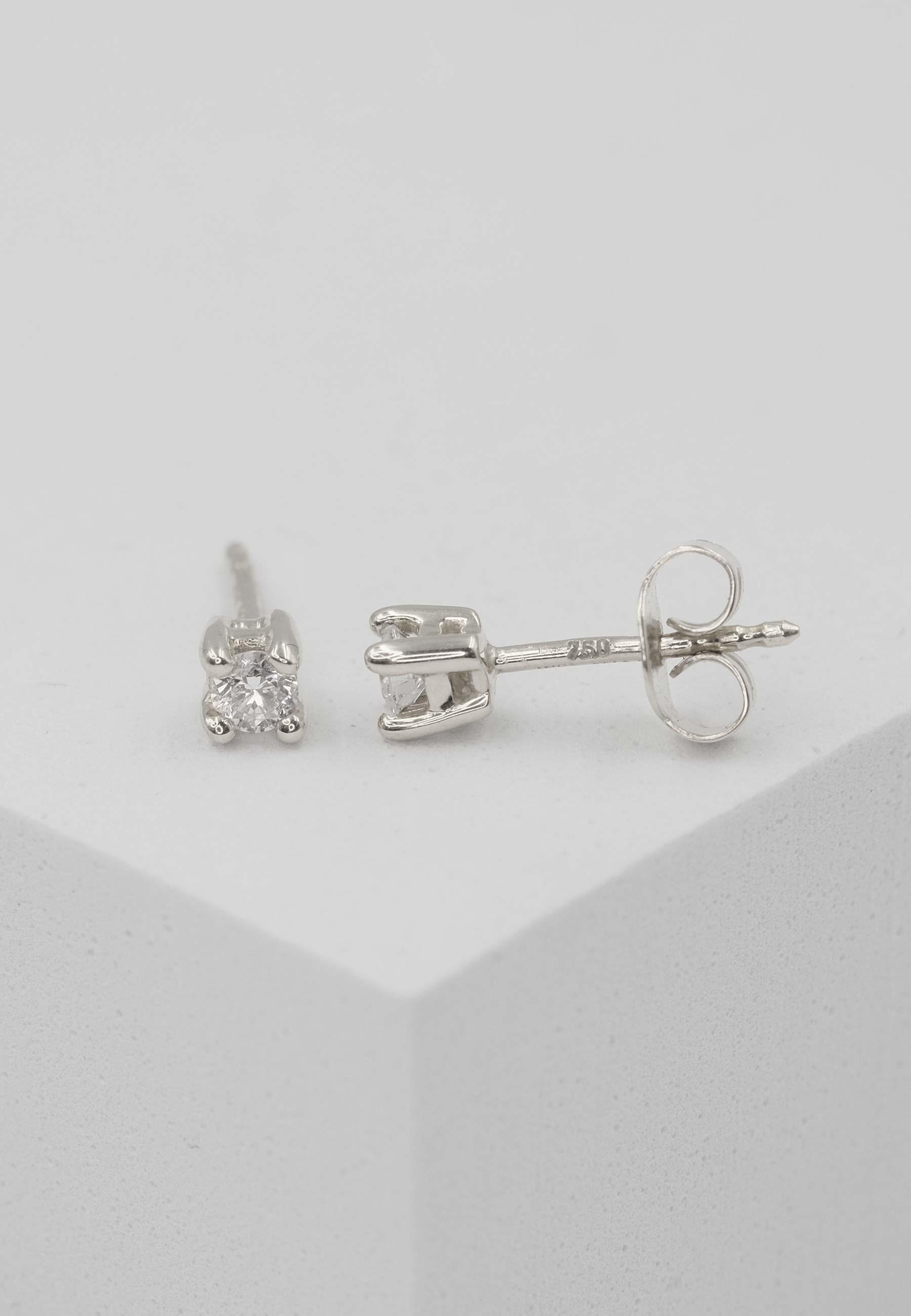 MUAU Schmuck Solitär Ohrstecker 4-Griff-Fassung Weissgold 750 Brillanten 0.25ct. 4.5mm