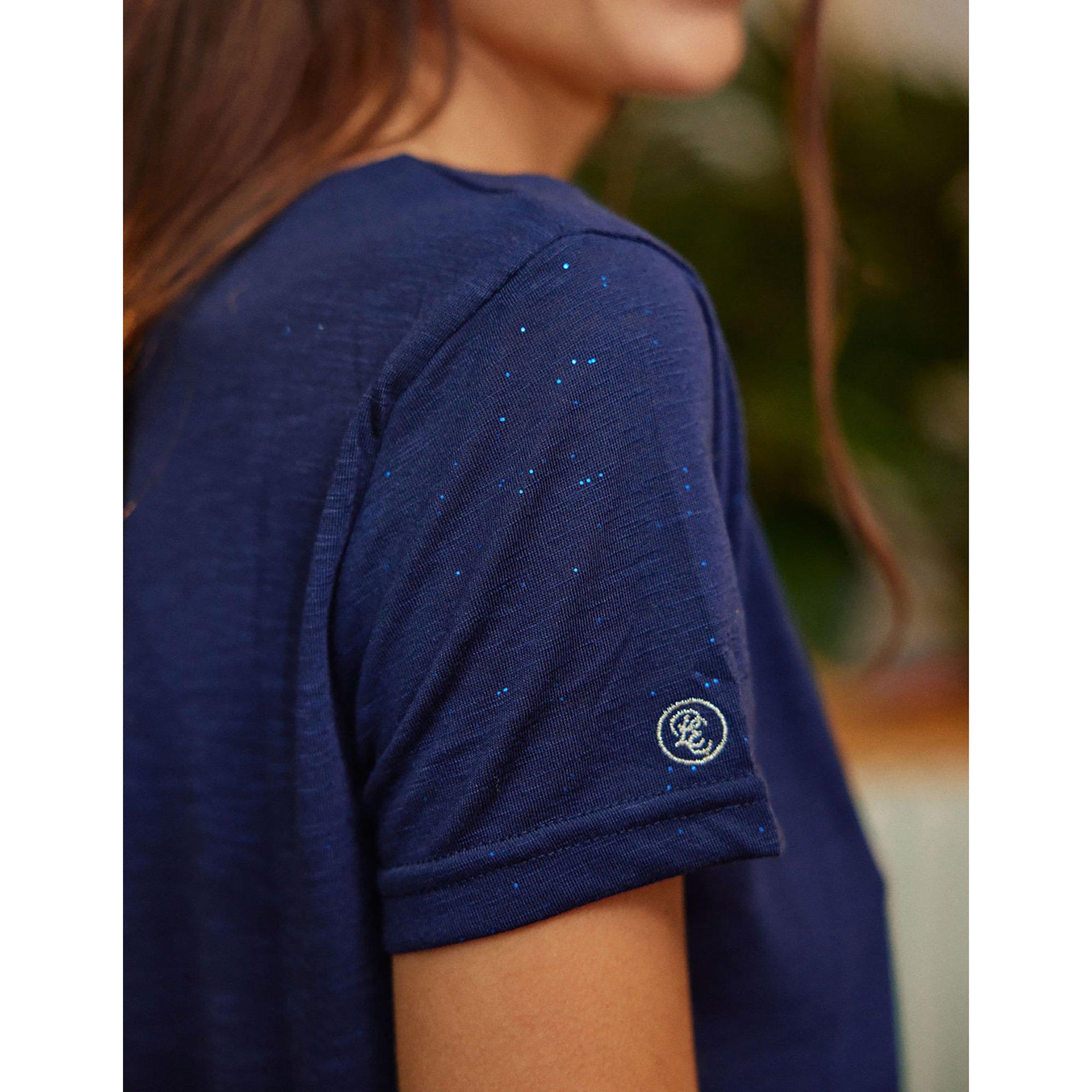 La Petite Etoile Elvie V-Ausschnitt T-Shirt mit Glitzereffekt