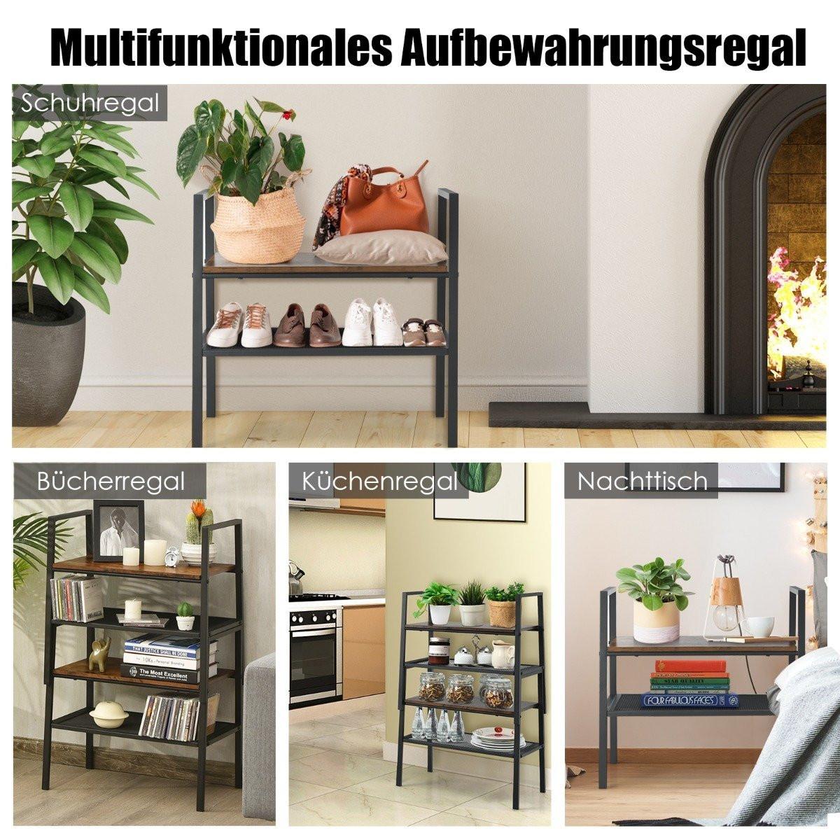 Northix 2-Stöckiges Stapelbares Schuhregal aus Holz- & Metall 54 x 32 x 52 cm Braun + Schwarz