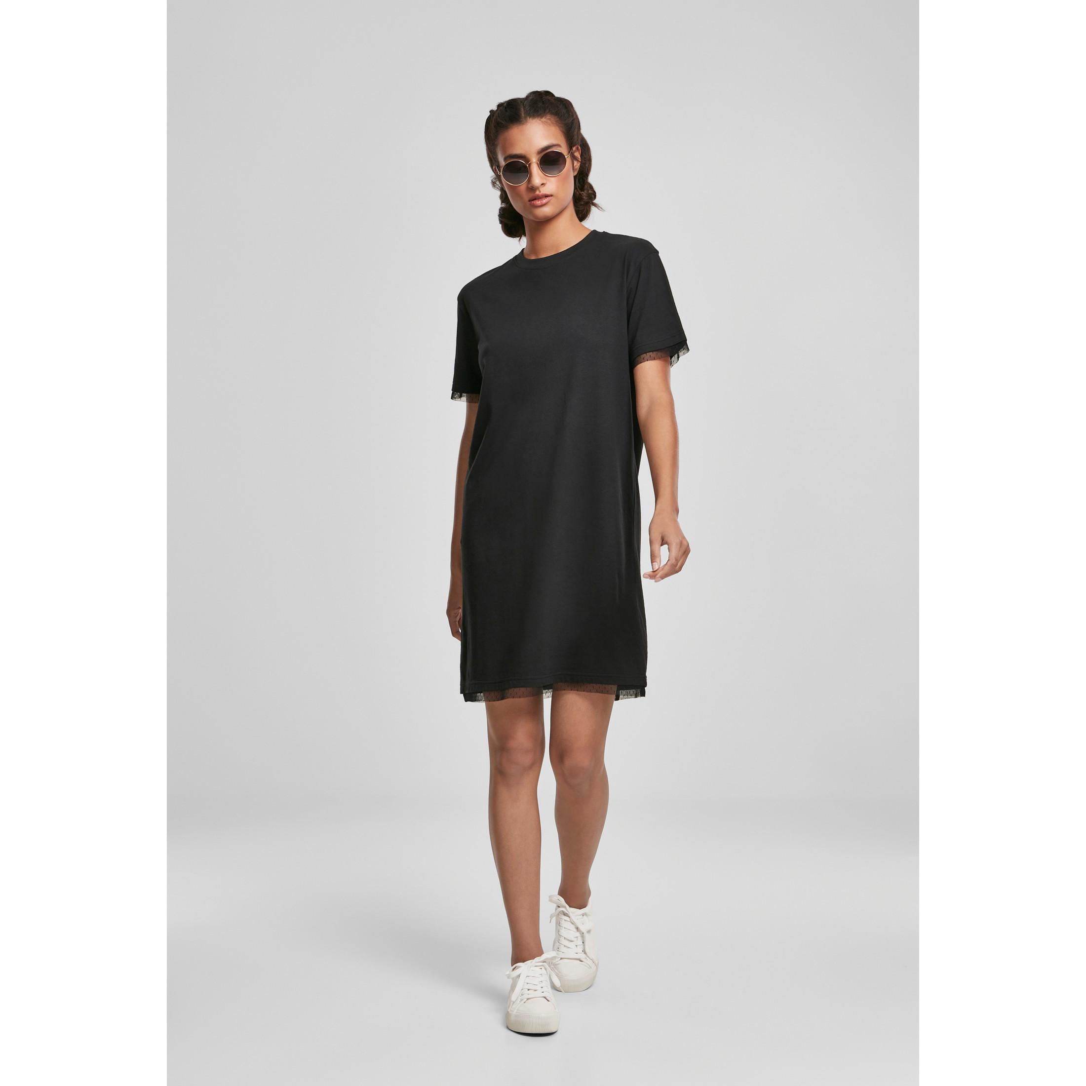 URBAN CLASSICS Boxy Lace Hem T-Shirt Kleid