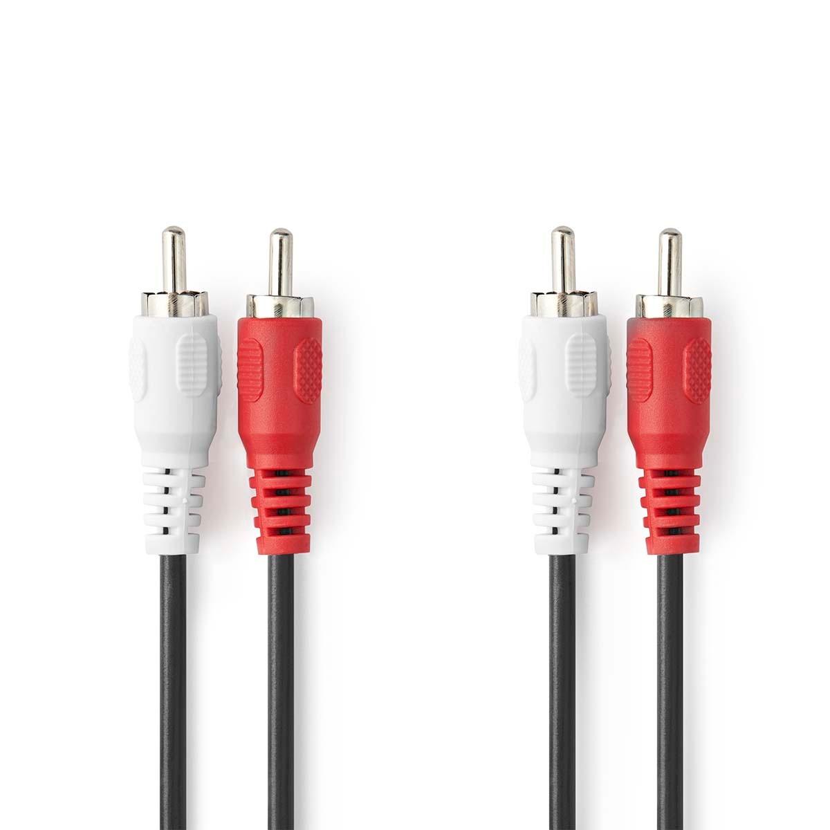 Nedis Stereo-Audiokabel | 2x RCA Hane | 2x RCA Hane | Nickelplaterad | 1,50 m | Rund | Svart | Låda