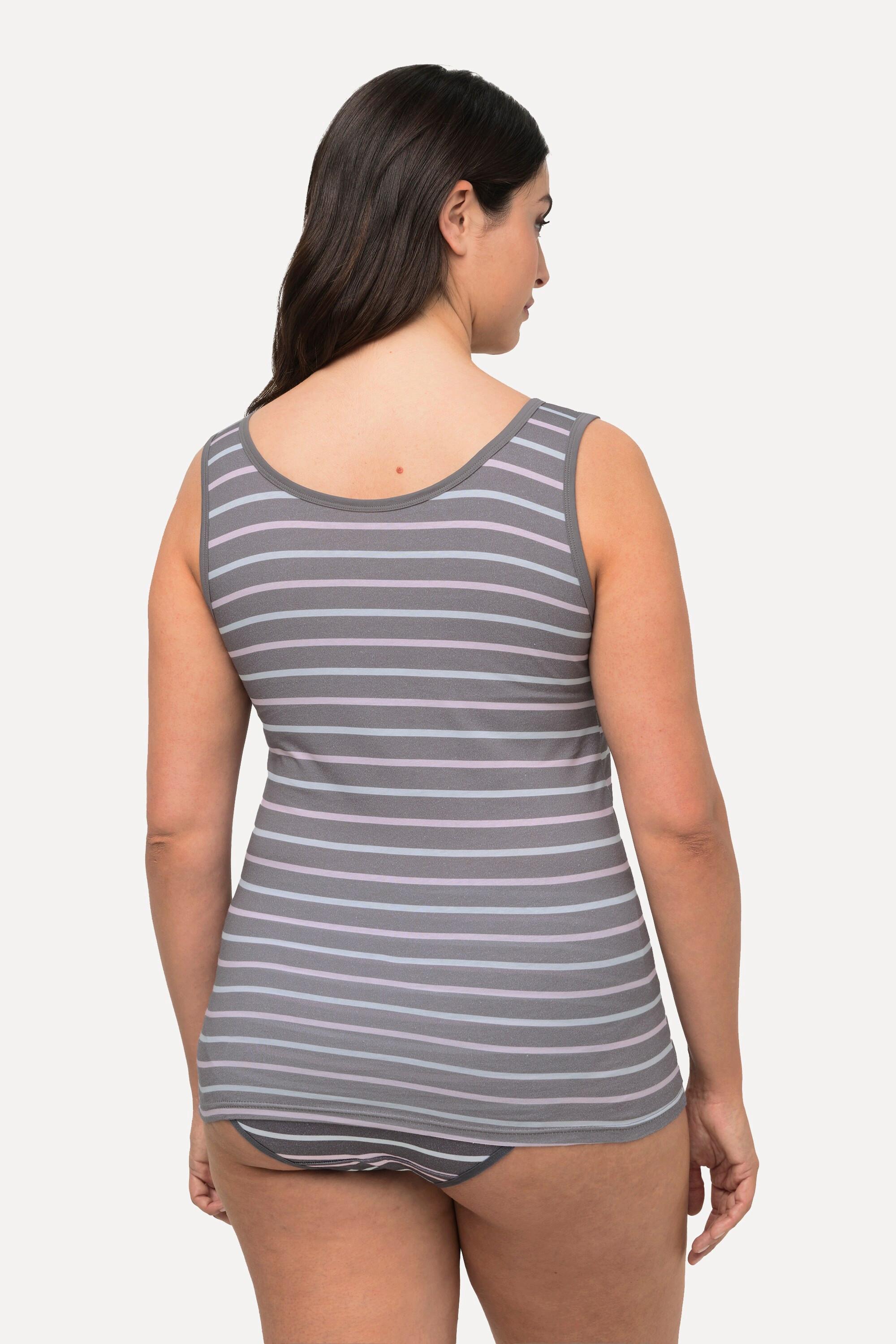 Ulla Popken Unterhemd, Streifen, V-Ausschnitt, ärmellos