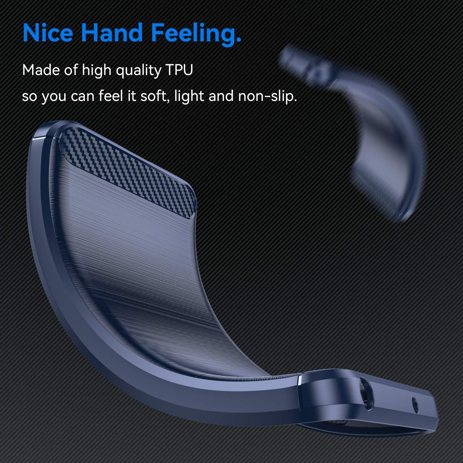 Cadorabo Hülle für Apple iPhone 14 PRO TPU Silikon Edelstahl-Karbonfaser Optik