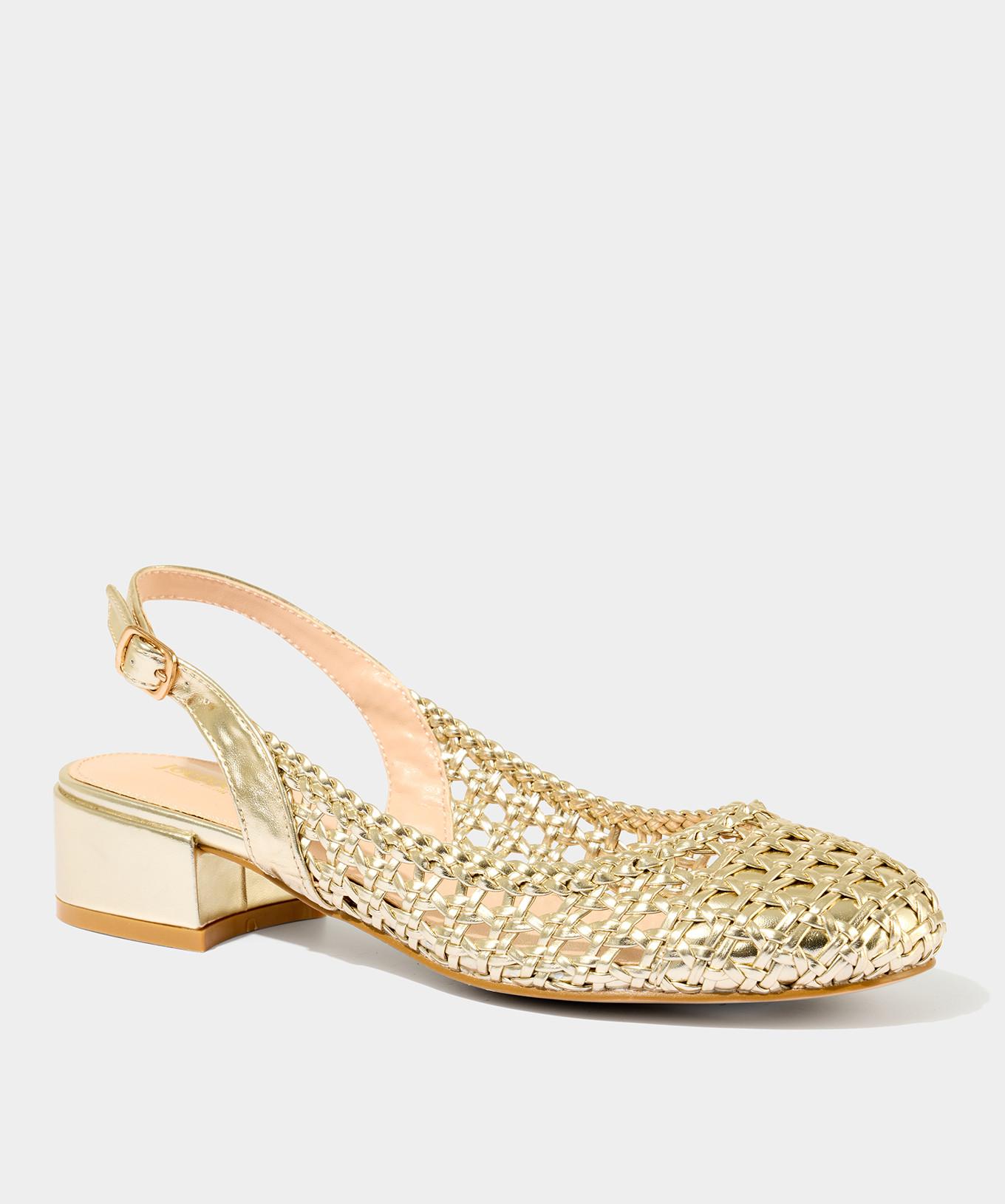 Joe Browns Geflochtene Metallic Blockabsatz Sling Back Schuhe