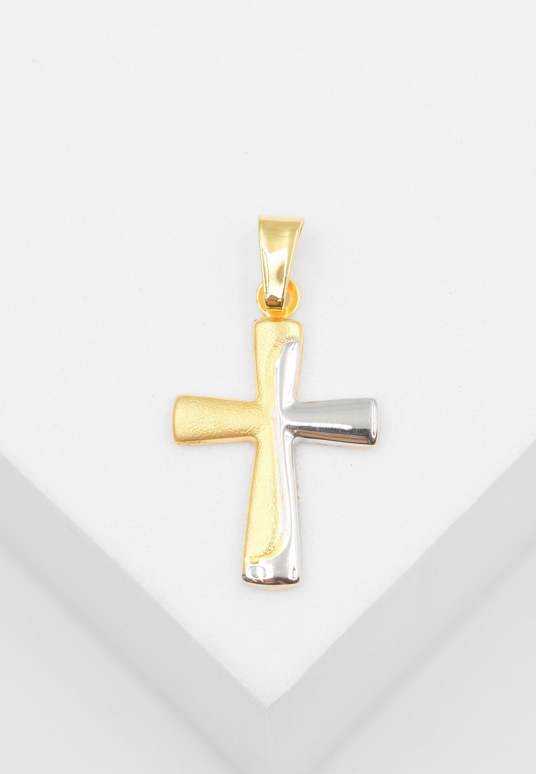 MUAU Schmuck Anhänger Kreuz Gelbgold 750, 23x13mm
