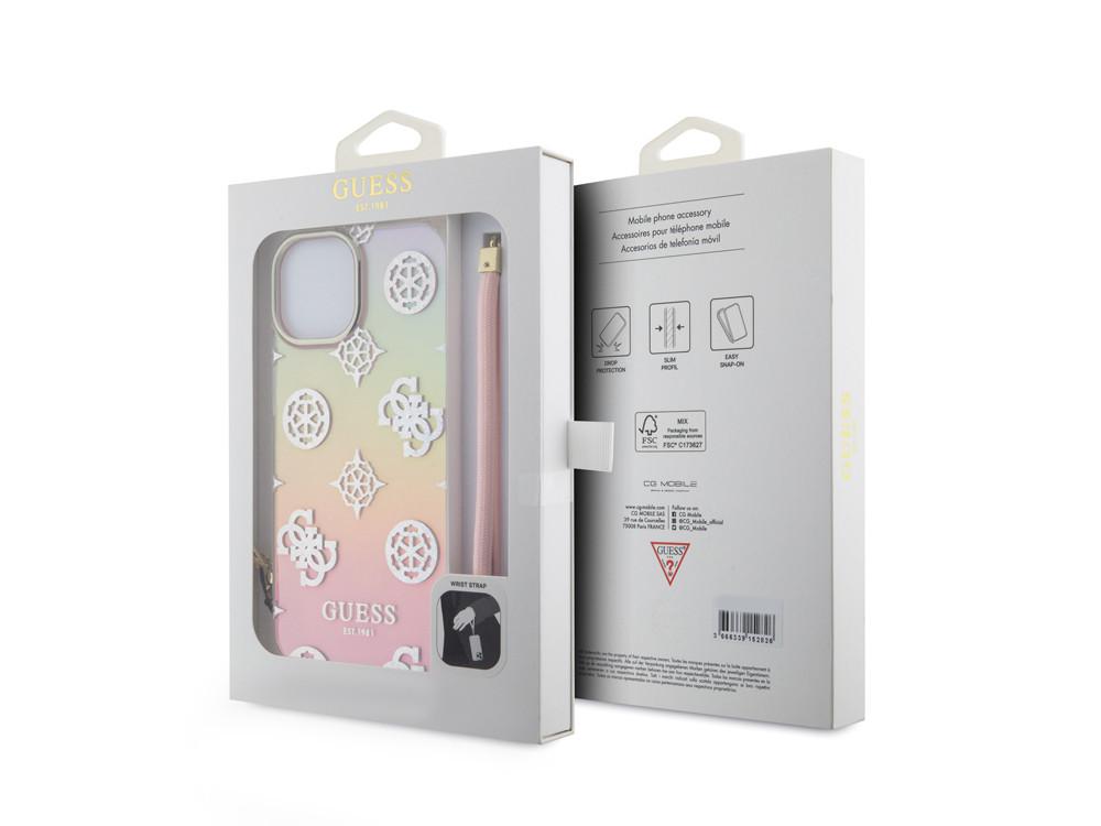 GUESS Hülle iPhone 15 Plus Peony + Schlaufe