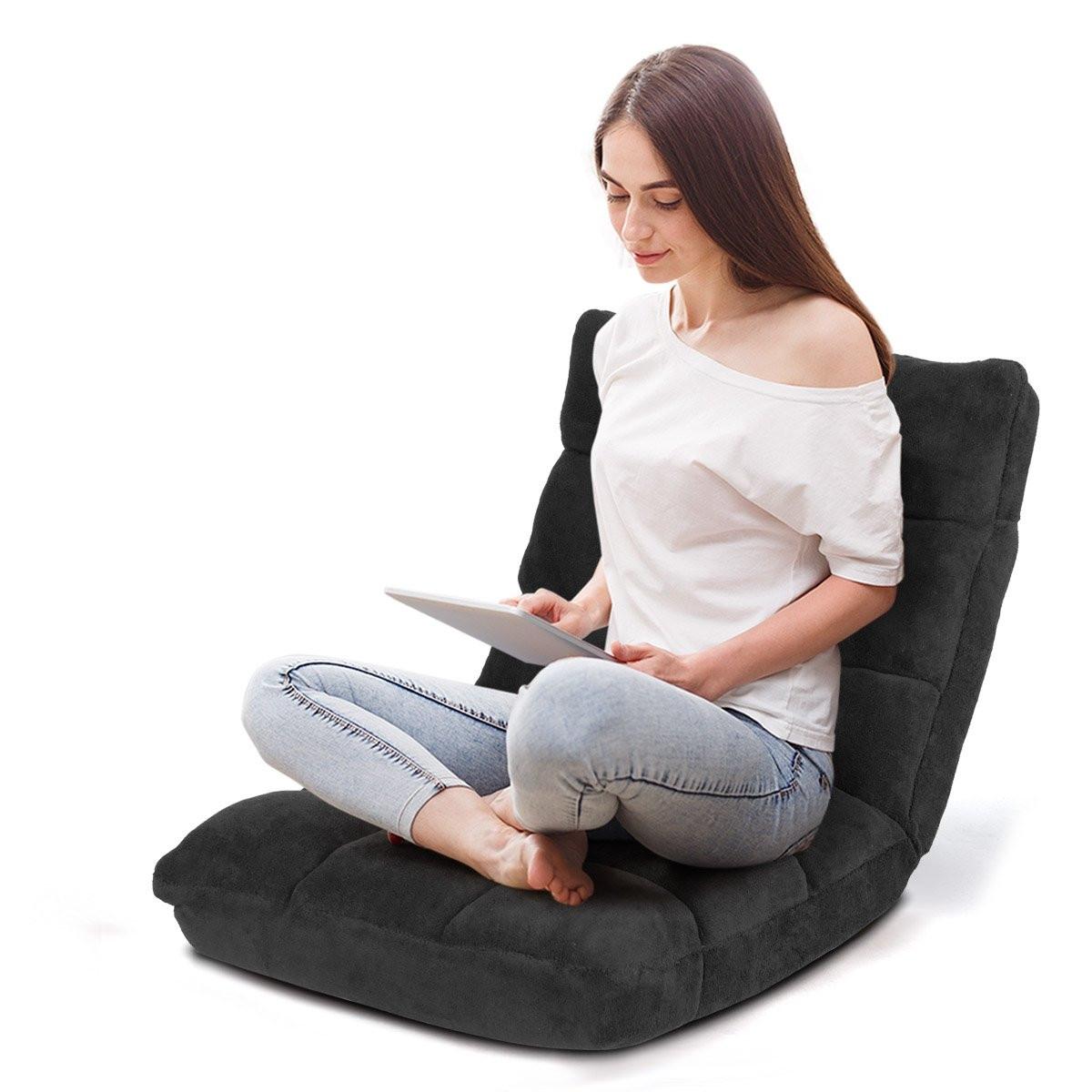 B2X Bodenstuhl Faltbares Lazy Sofa Faul Tatami Bodenkissen Schwarz/Grau/Kaffeebraun-Schwarz