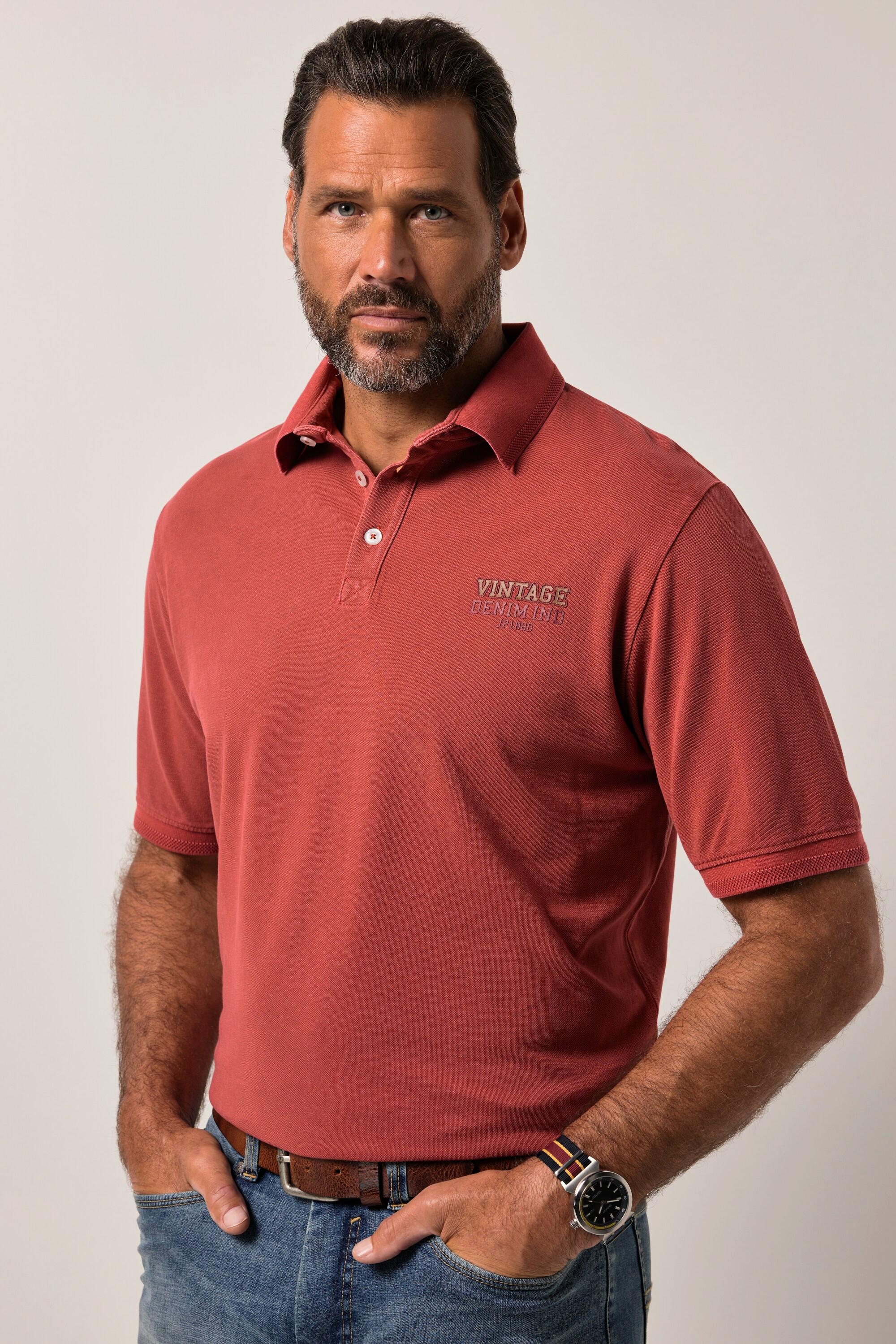 JP1880 Halbarm Print Vintage Look Poloshirt