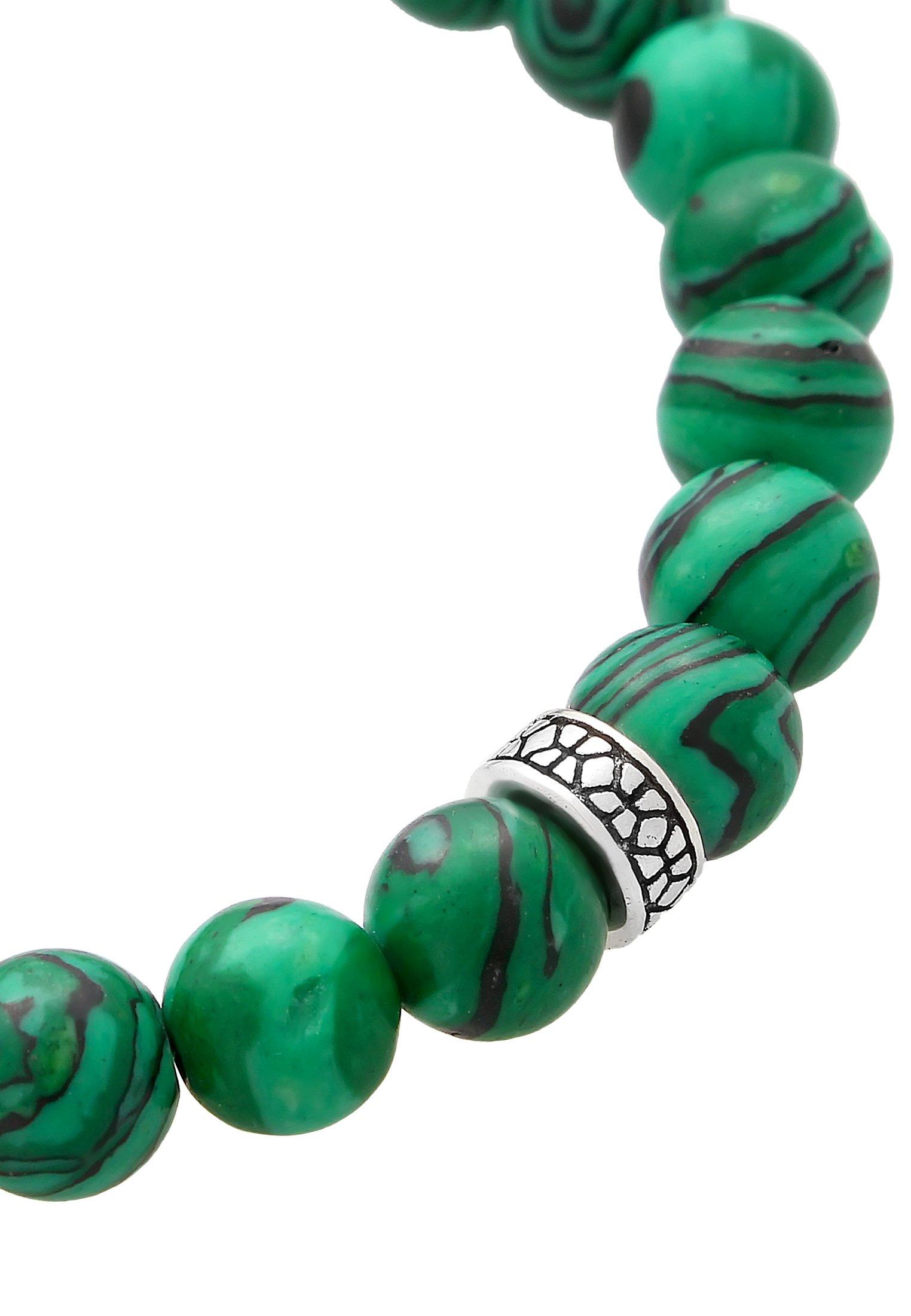 Kuzzoi Armband Synthetischer Malachit Bead 925Er Silber Oxidiert