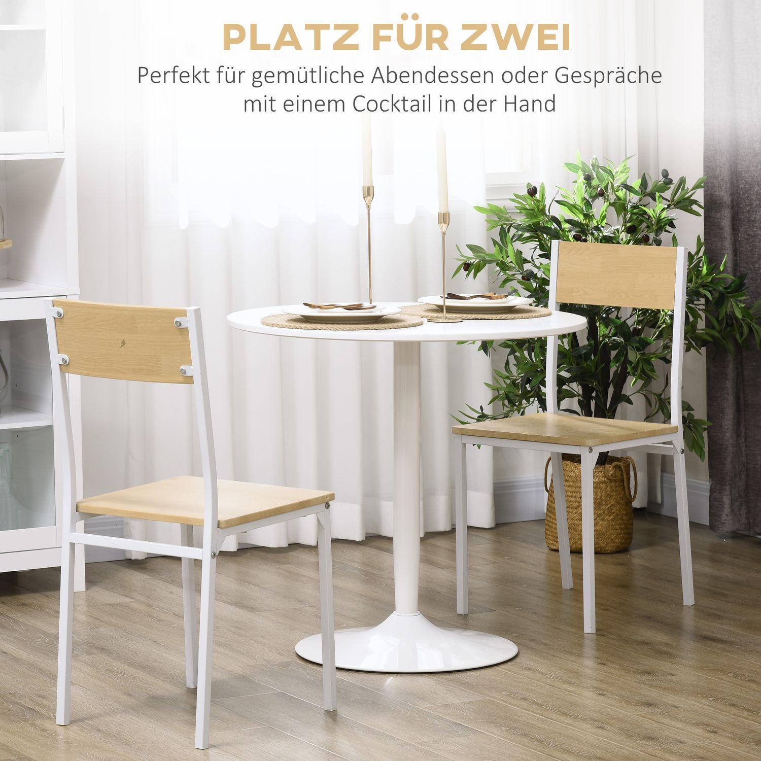 Northio Esstisch, Runder Küchentisch, Moderner Esszimmertisch für 2 Personen, Bartisch Säulentisch mit Stahlbein, Rutschfester Fußauflage, Kaffeetisch für Wohnzimmer,Weiß |