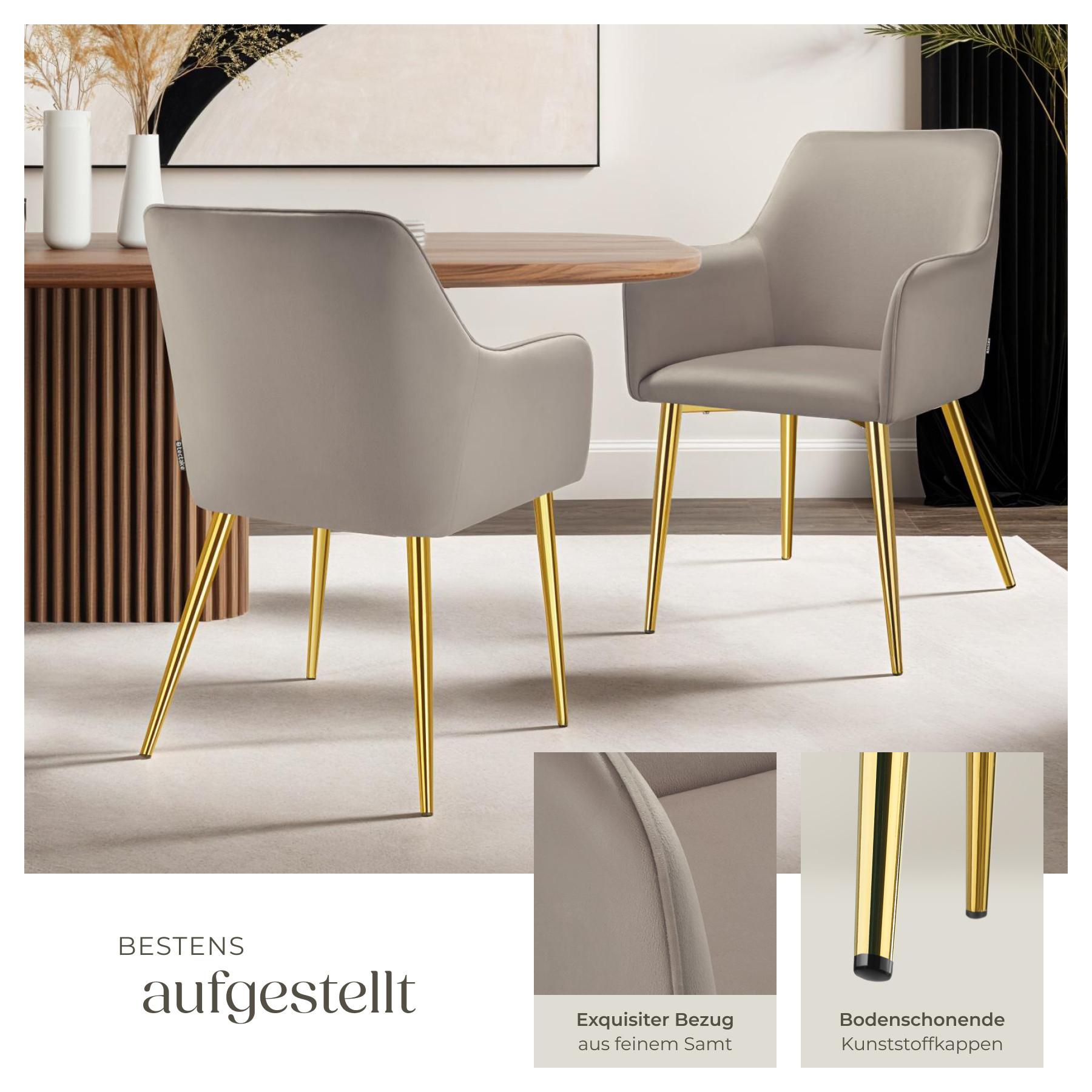 Tectake Armlehnstuhl Avane, Samtoptik, gepolstert