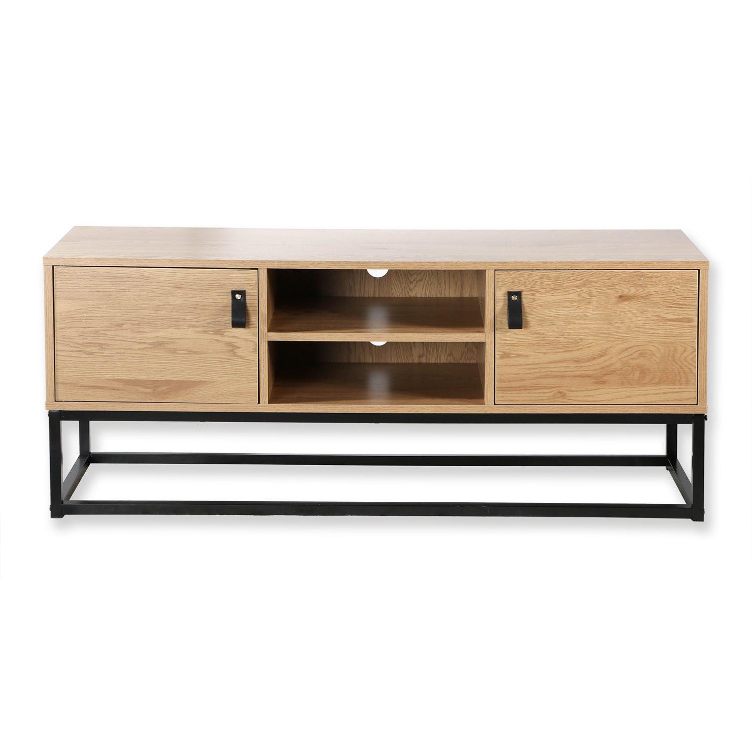 Calicosy TV-Möbel Eiche Dekor 2 Türen und zentrale Ablage - L120 cm