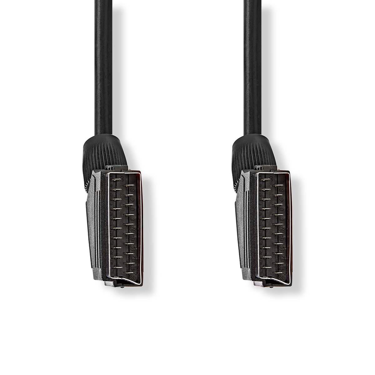 Nedis SCART-Kabel | SCART-Stecker | SCART-Stecker | Vernickelt | 480p | 2,00 m | Rund | PVC | Schwarz | Box