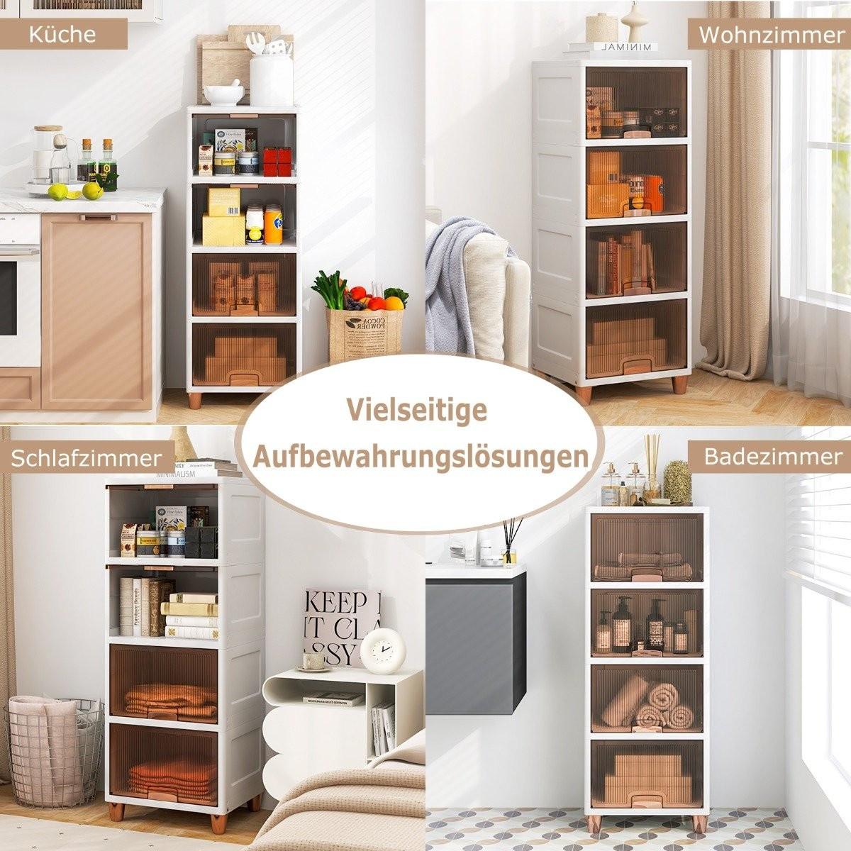 B2X 150 L Aufbewahrungsbox mit Magnetischen Türen 4er Set Stapelbare Kunststoffbox Weiß