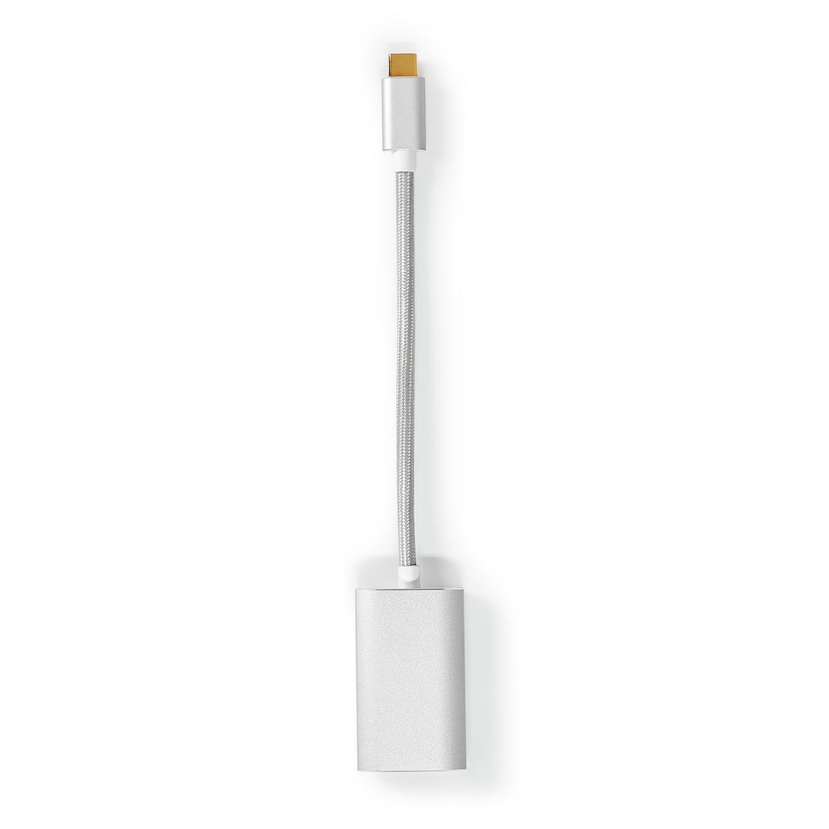 Nedis USB-C™ Adapter | USB 3.2 Gen 1 | USB-C™ Stecker | DisplayPort Buchse / USB-C™ Buchse | 4K@60Hz | Stromversorgung | 0,20 m | Rund | Vergoldet | Geflochten / Nylon | Silber | Box mit abgedecktem Fenster